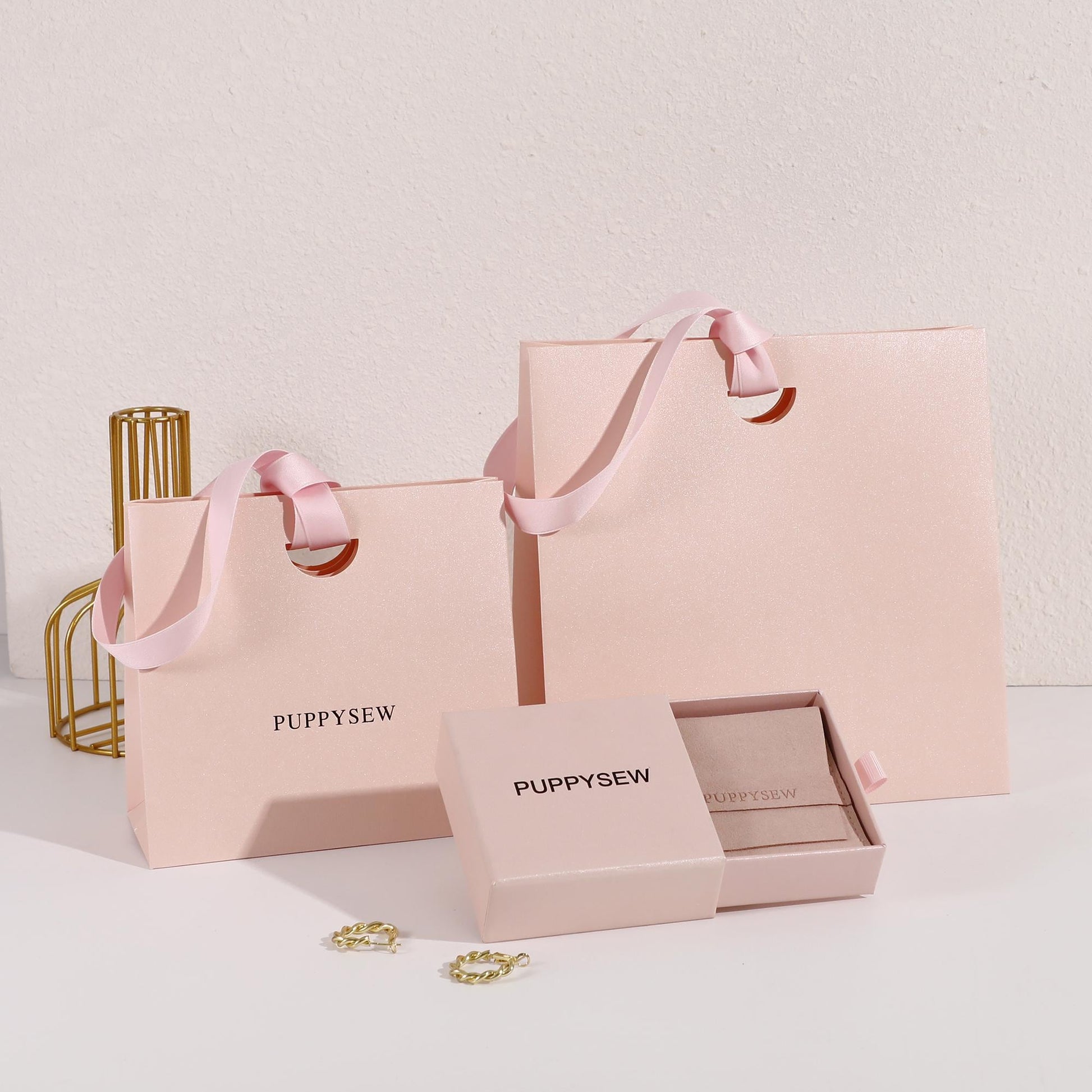 Custom Pink Ribbon Paper Bags, Luxury Boutique Packaging, Personalized Logo-10