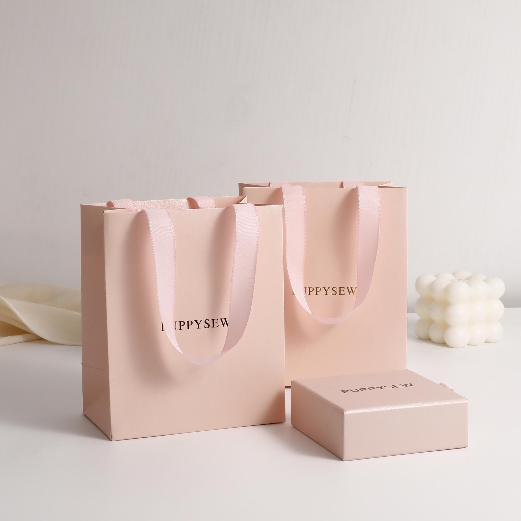 Customizable Pink Paper Gift Bag, Jewelry Packaging, Logo Options-zoom-5