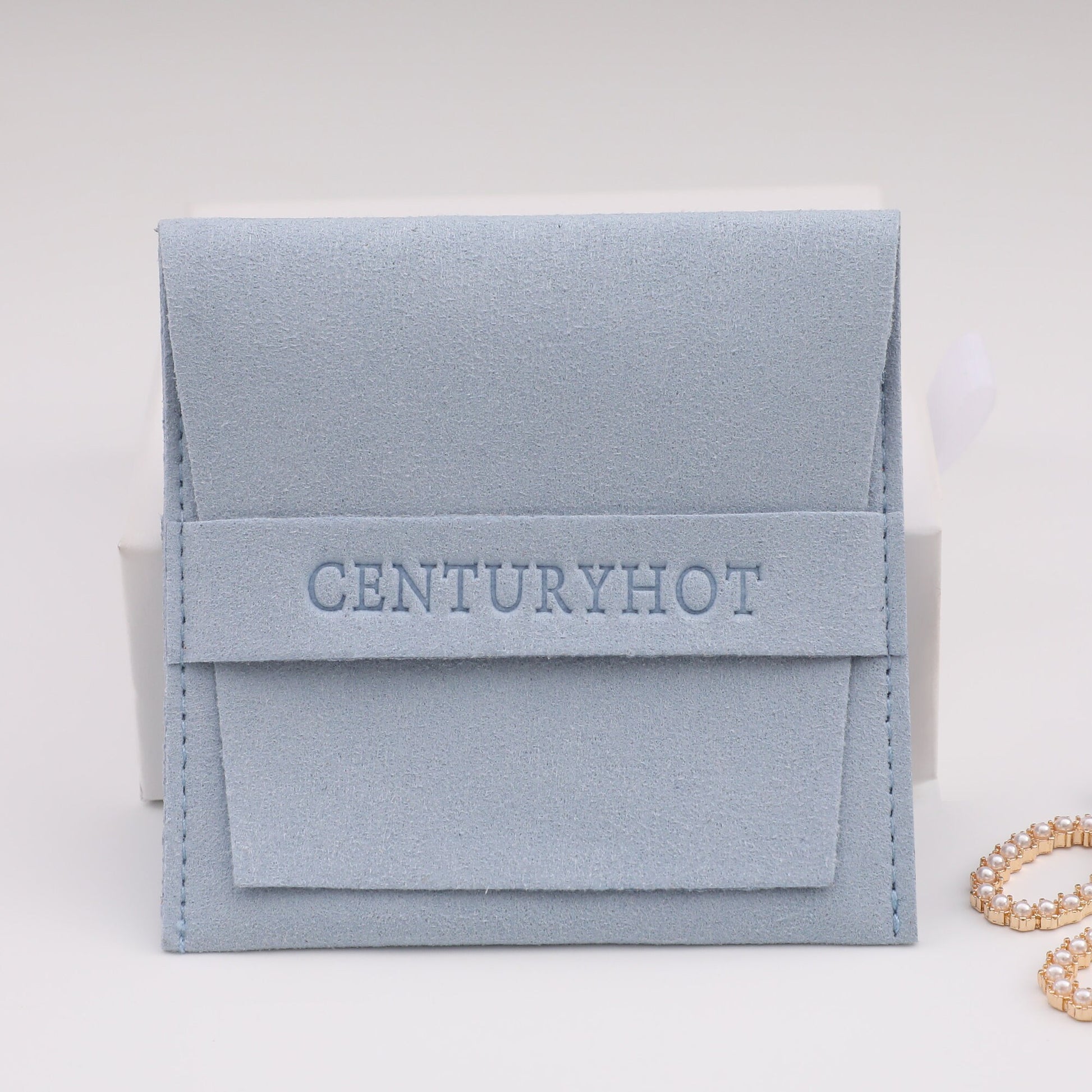 Peacock Blue Microfiber Jewelry Bag, Custom Logo Packaging-4