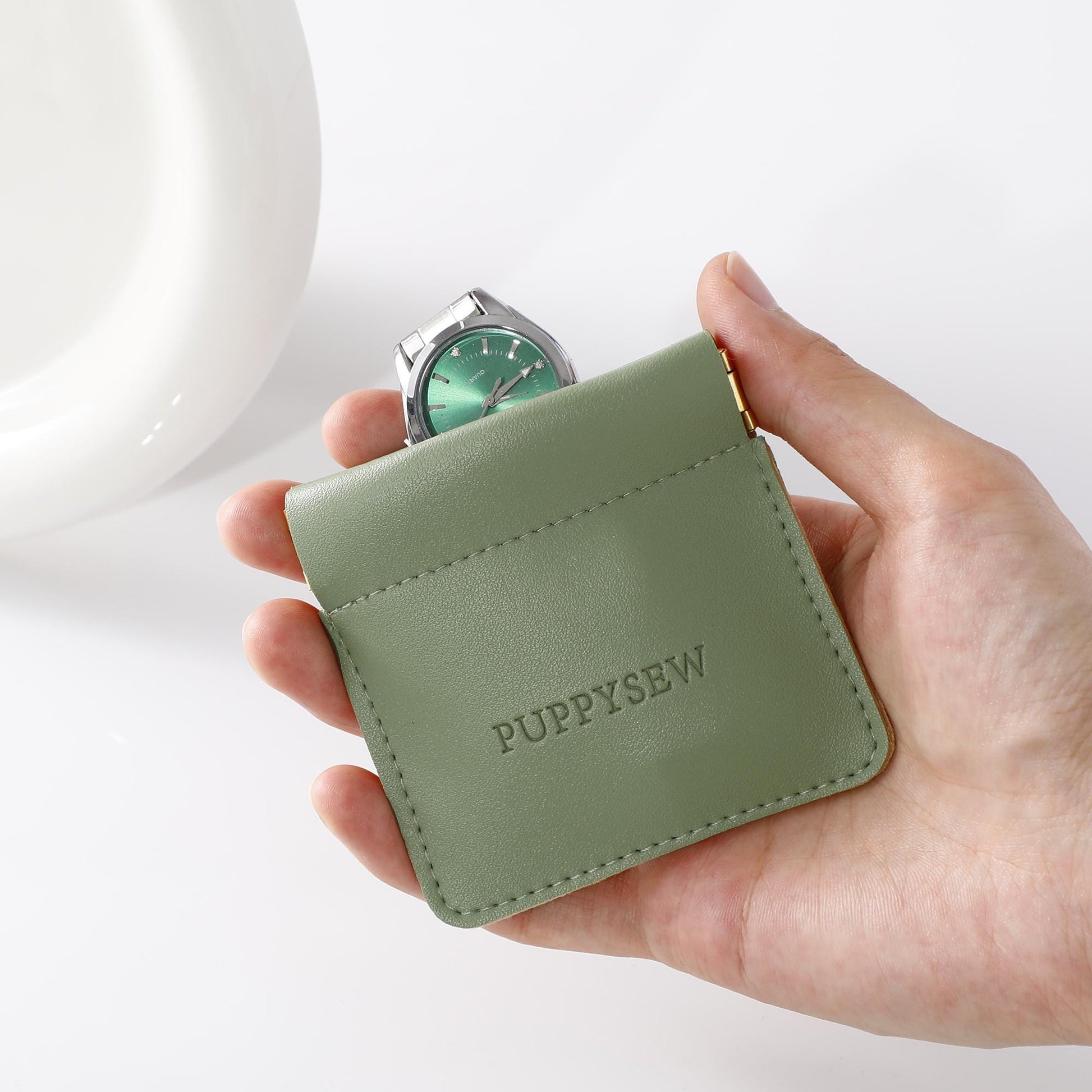 Custom Leather Jewelry Pouch, Snap Closure, Personalized Logo-1