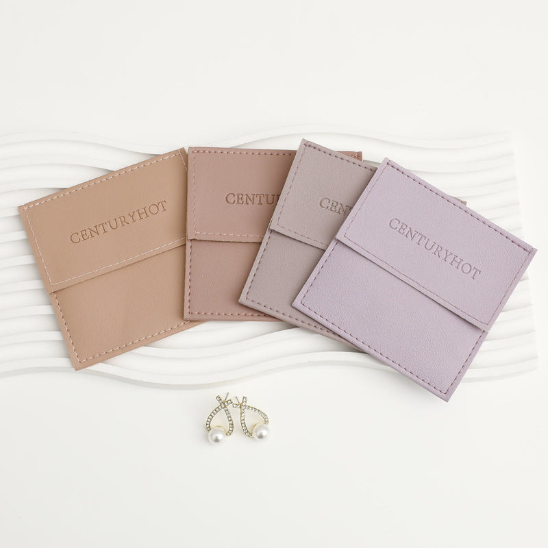 50 Pink Faux Leather Jewelry Bag, Custom Embossed Logo Envelope-zoom-