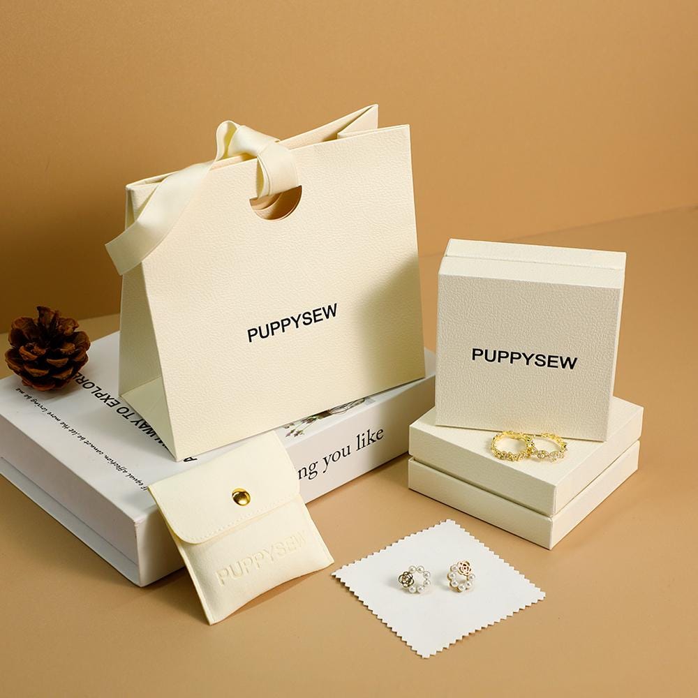Custom Logo Jewelry Packaging Set: Paper Bags, Boxes, Microfiber Cloth-zoom-4