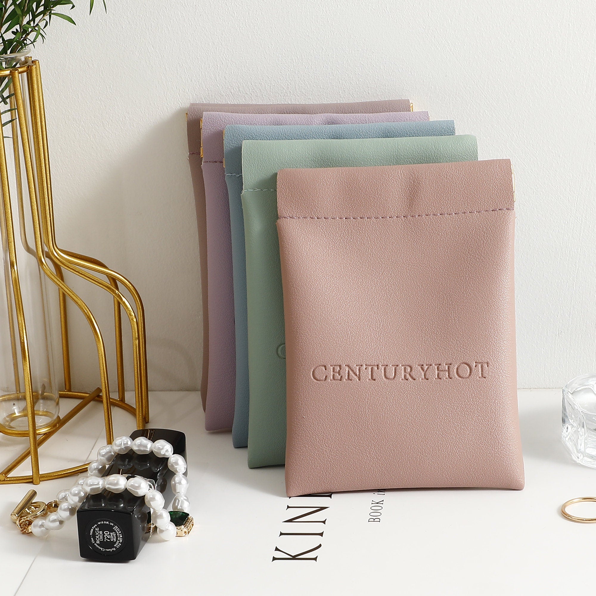Customizable Logo PU Leather Jewelry Bag, Spring Buckle Coin Purse-zoom-3