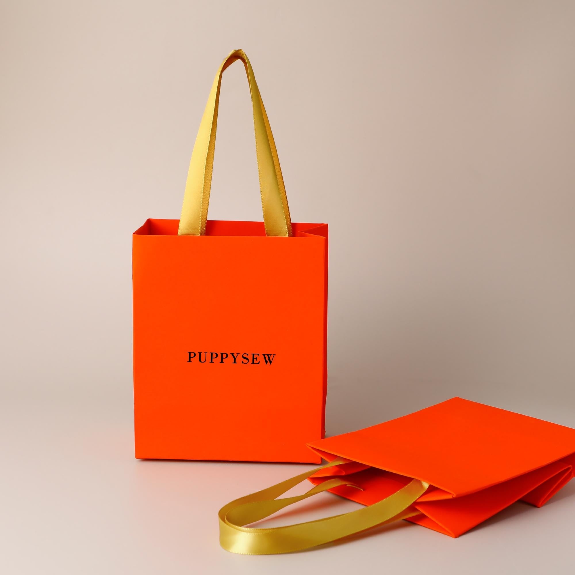 Orange Luxury Paper Gift Bags with Gold Handles | Wedding Favor, Small Business Packaging-zoom-4
