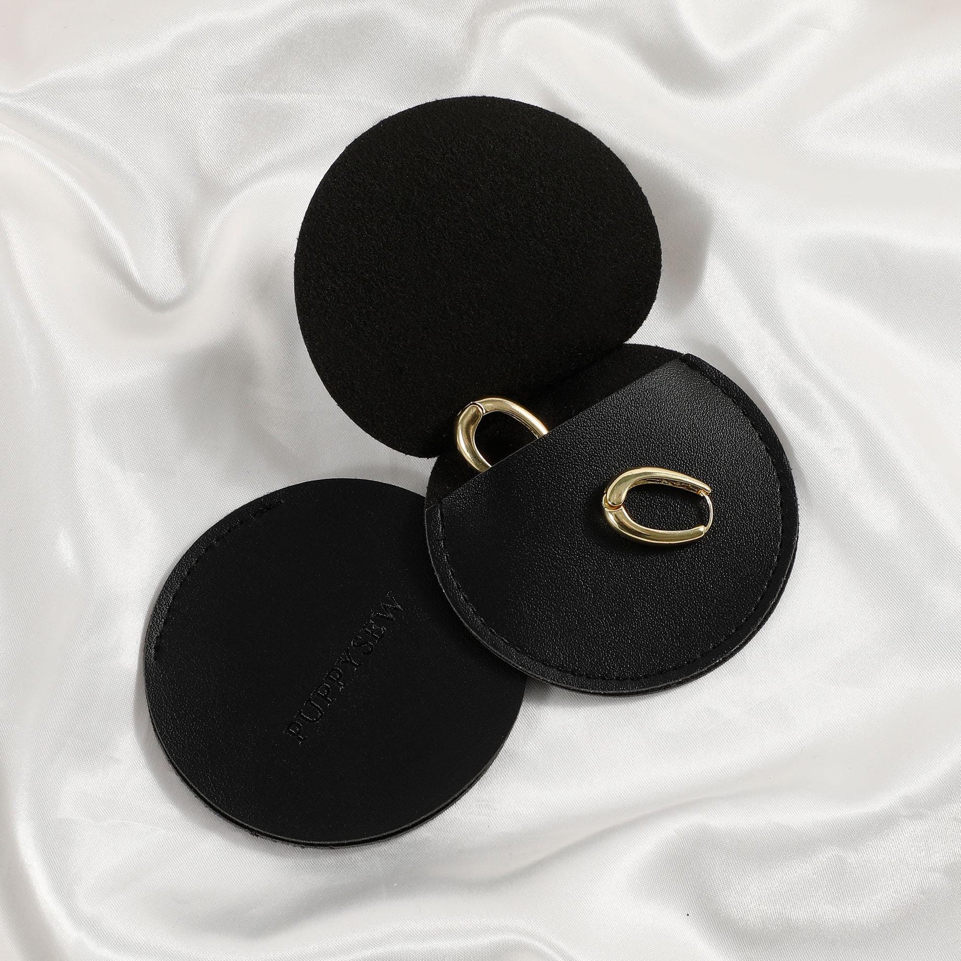 Customizable Faux Leather Round Jewelry Bag, Logo Debossed (50pcs)-6