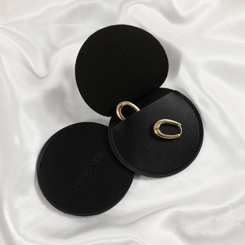 Customizable Faux Leather Round Jewelry Bag, Logo Debossed (50pcs)-zoom-