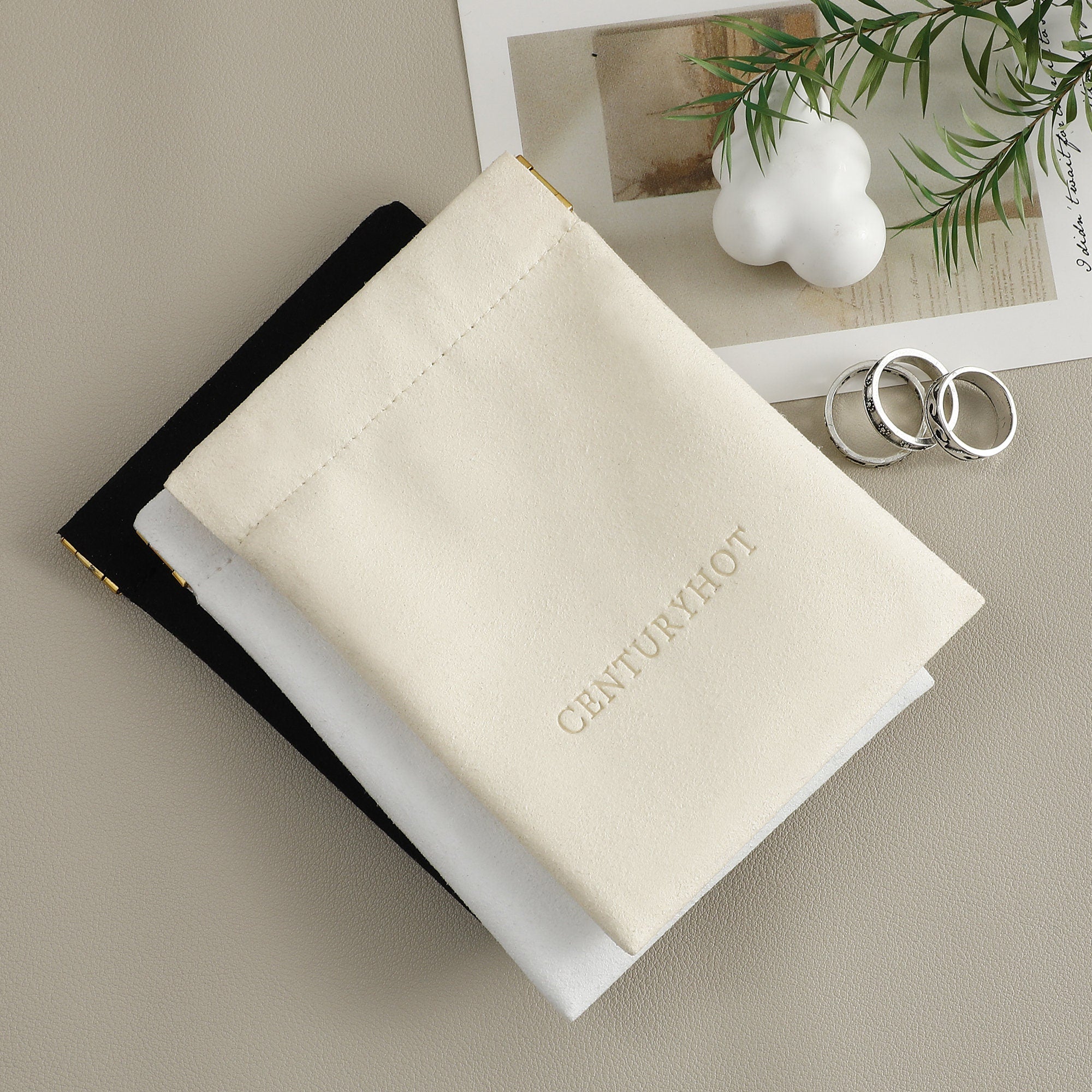 Custom Logo Microfiber Jewelry Bag, 8x8cm Snap Closure, 50pcs-zoom-6