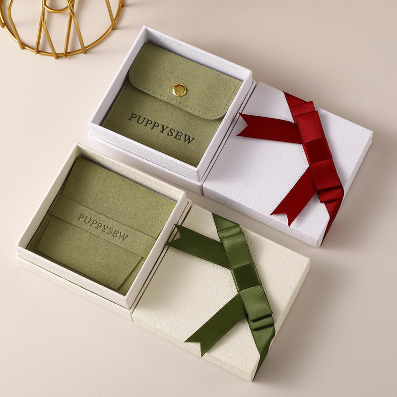 Bow Jewelry Box, Exquisite Ring Earring Necklace Box (9x9x4cm)-zoom-