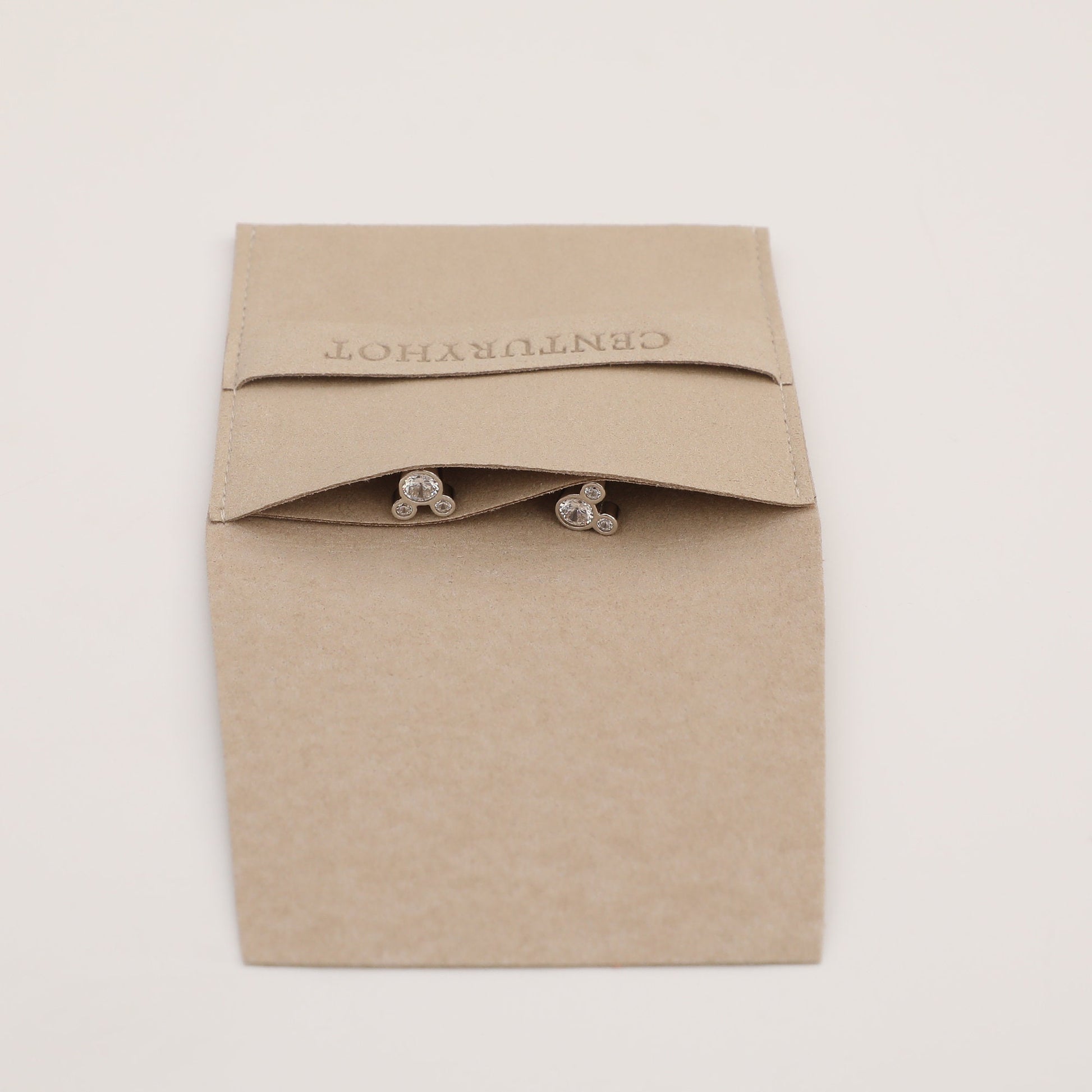 Customized Khaki Microfiber Jewelry Bags, Embossed Logo-4