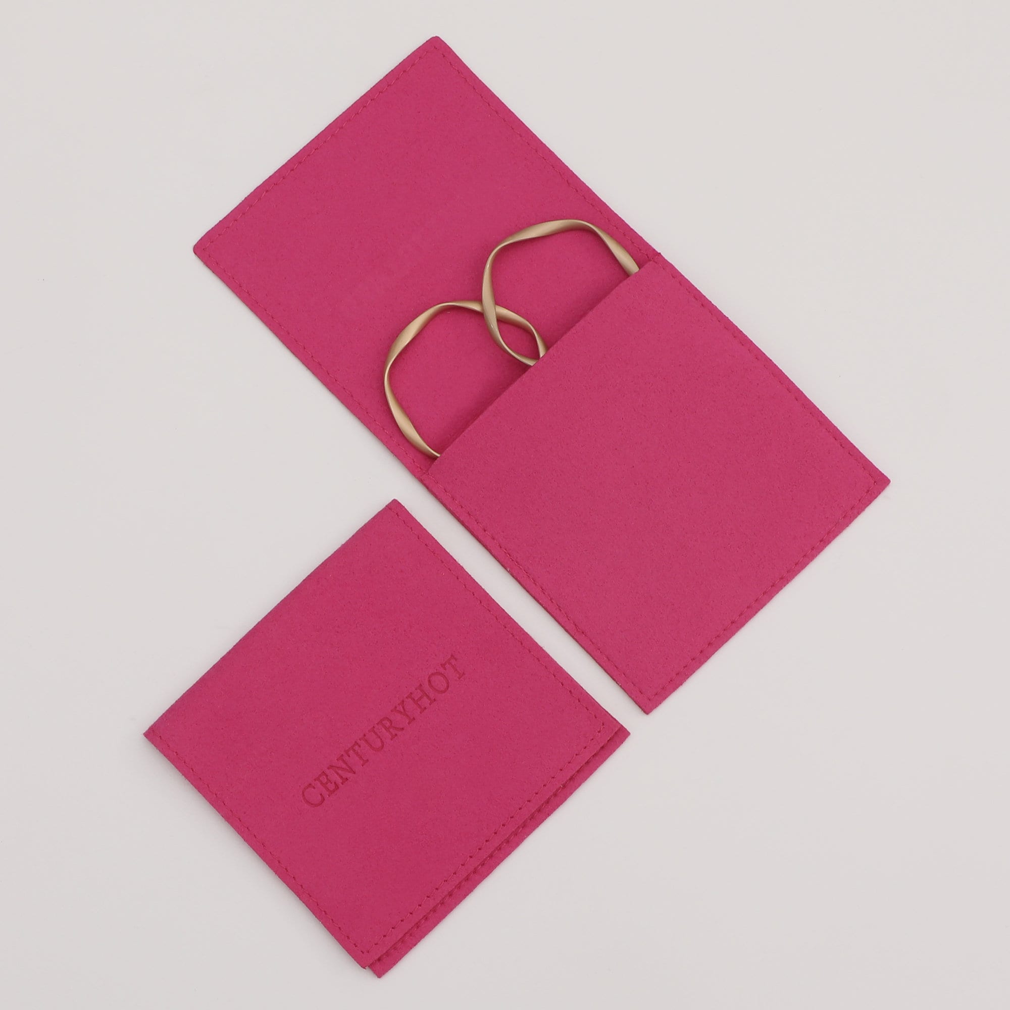 Embossed Logo Microfiber Jewelry Pouch - Custom Packaging Bag (50pcs)-zoom-1