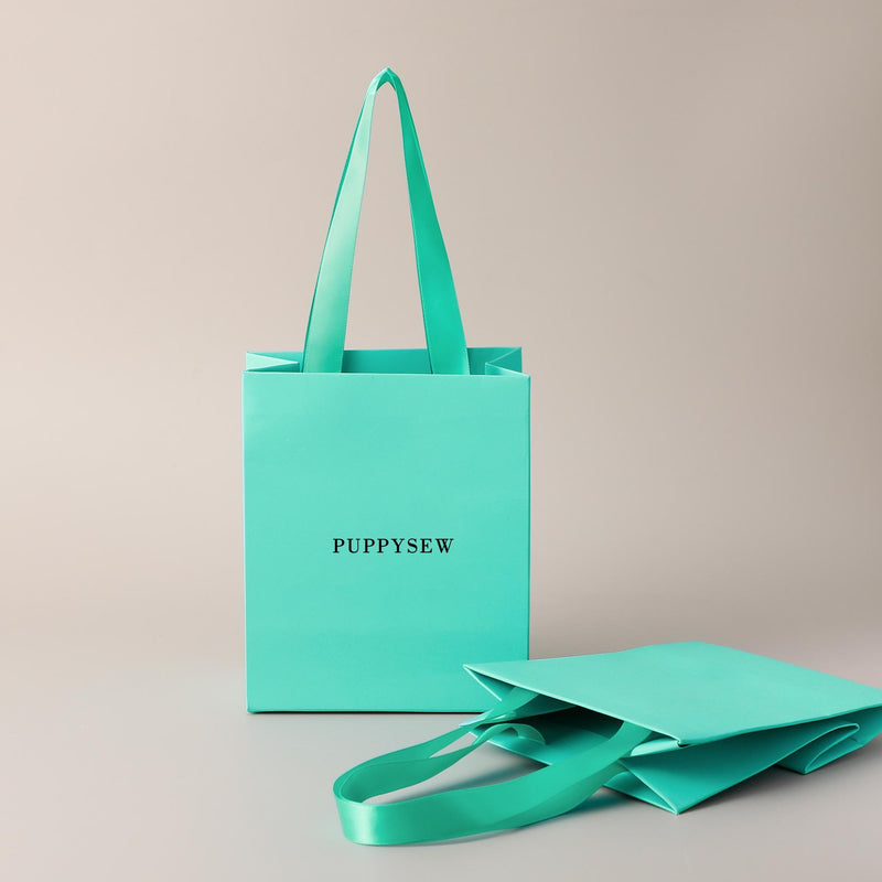 Custom Logo Teal Paper Gift Bags with Satin Handles, Wedding Favors, Boutique Packaging-zoom-
