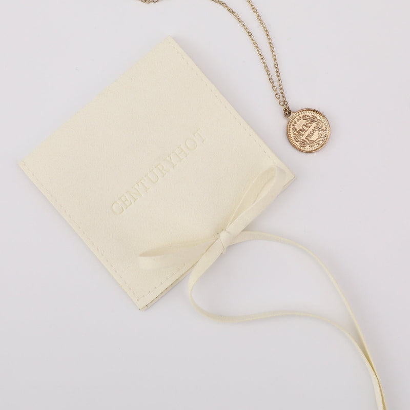 50 Beige Microfiber Jewelry Bag, Personalized Logo Envelope Pouch-zoom-