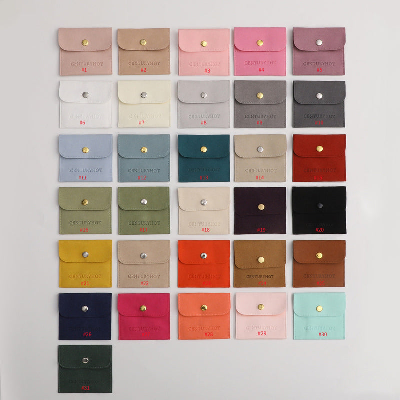 Custom Jewelry Pouch Set (50) | Microfiber Snap Bags with Logo-zoom-