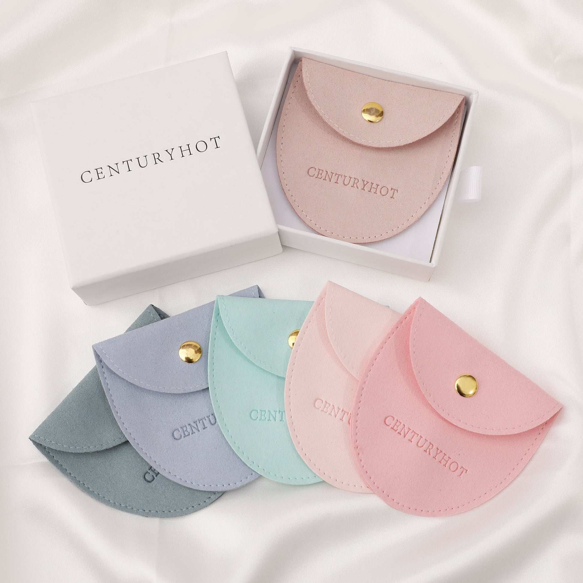 Personalized Embossed Microfiber Jewelry Bags, Custom Logo Packaging-3