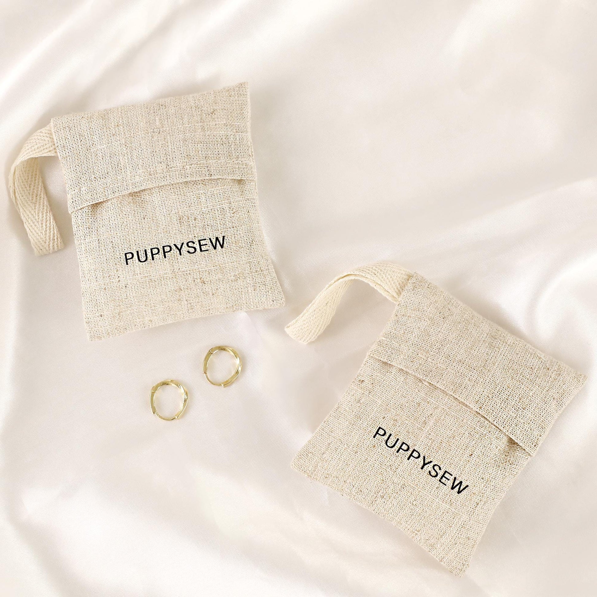 50 Natural Linen Jewelry Bags with Custom Logo-6