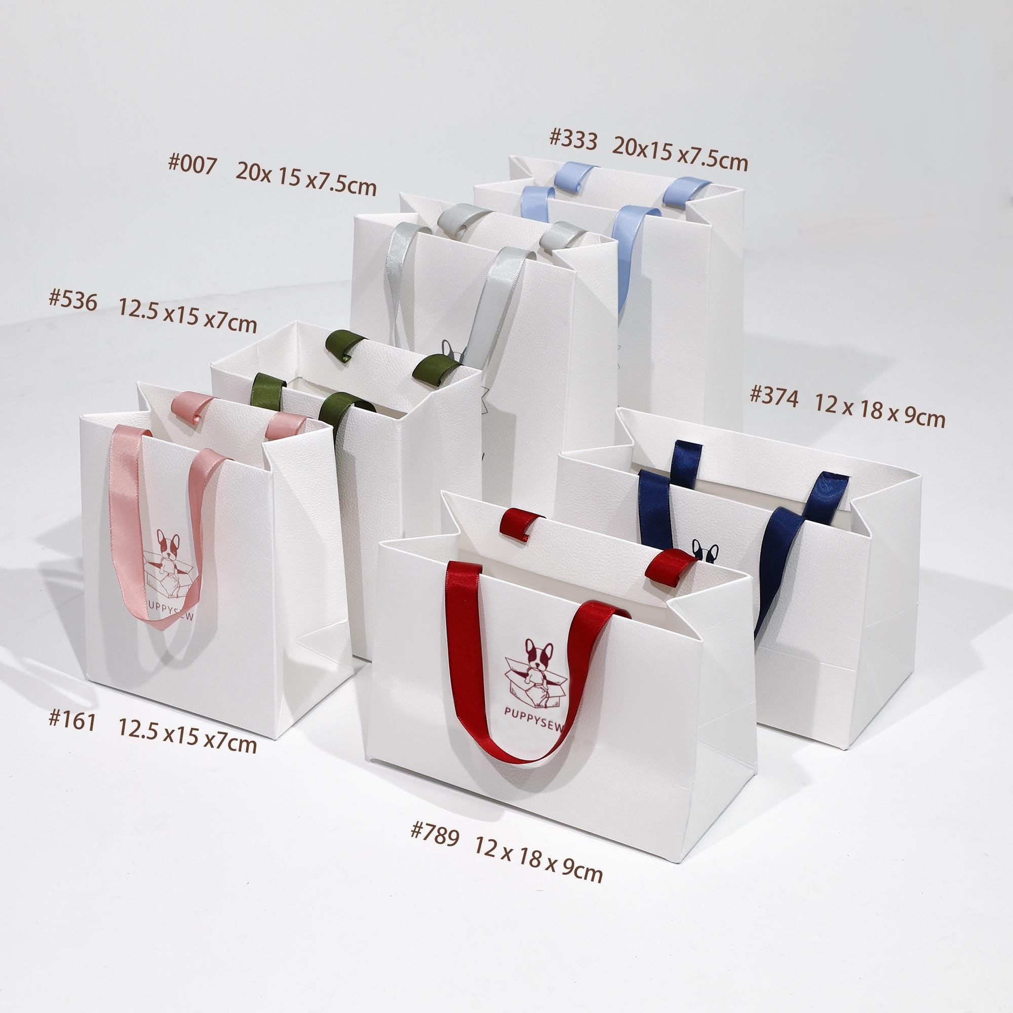 Custom Logo Paper Gift Bags – Art Textured, Ribbon Handle