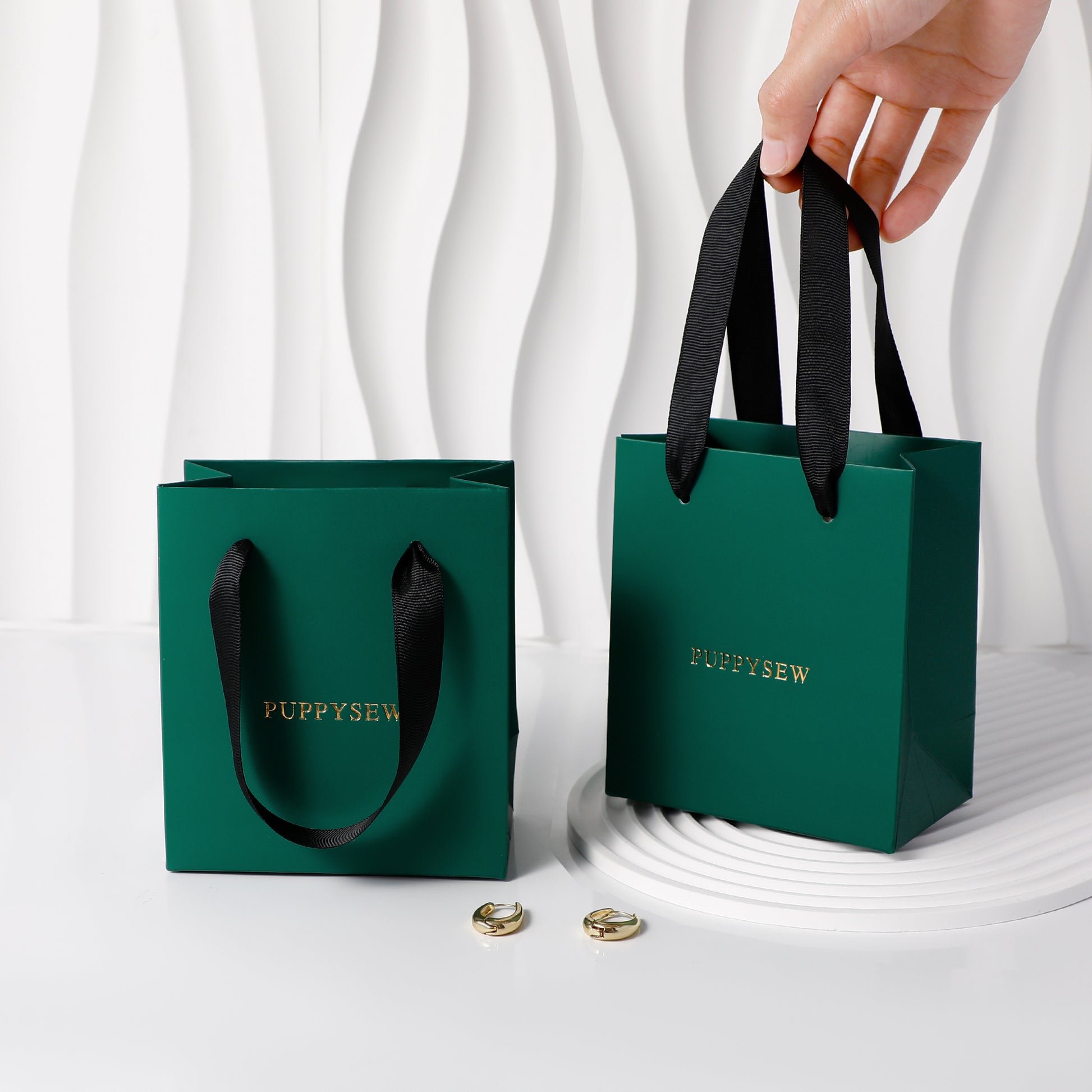 Forest Green Premium Jewelry Tote，Custom Logo-3