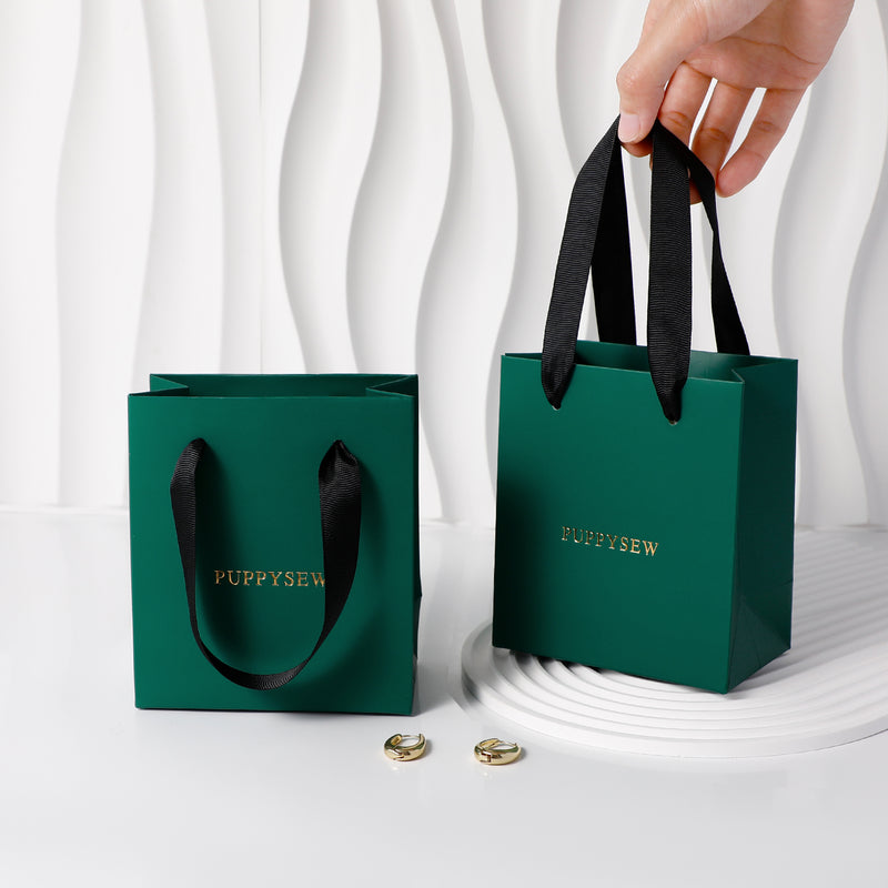 50 dark green custom logo paper shopping bags, customized packaging-zoom-