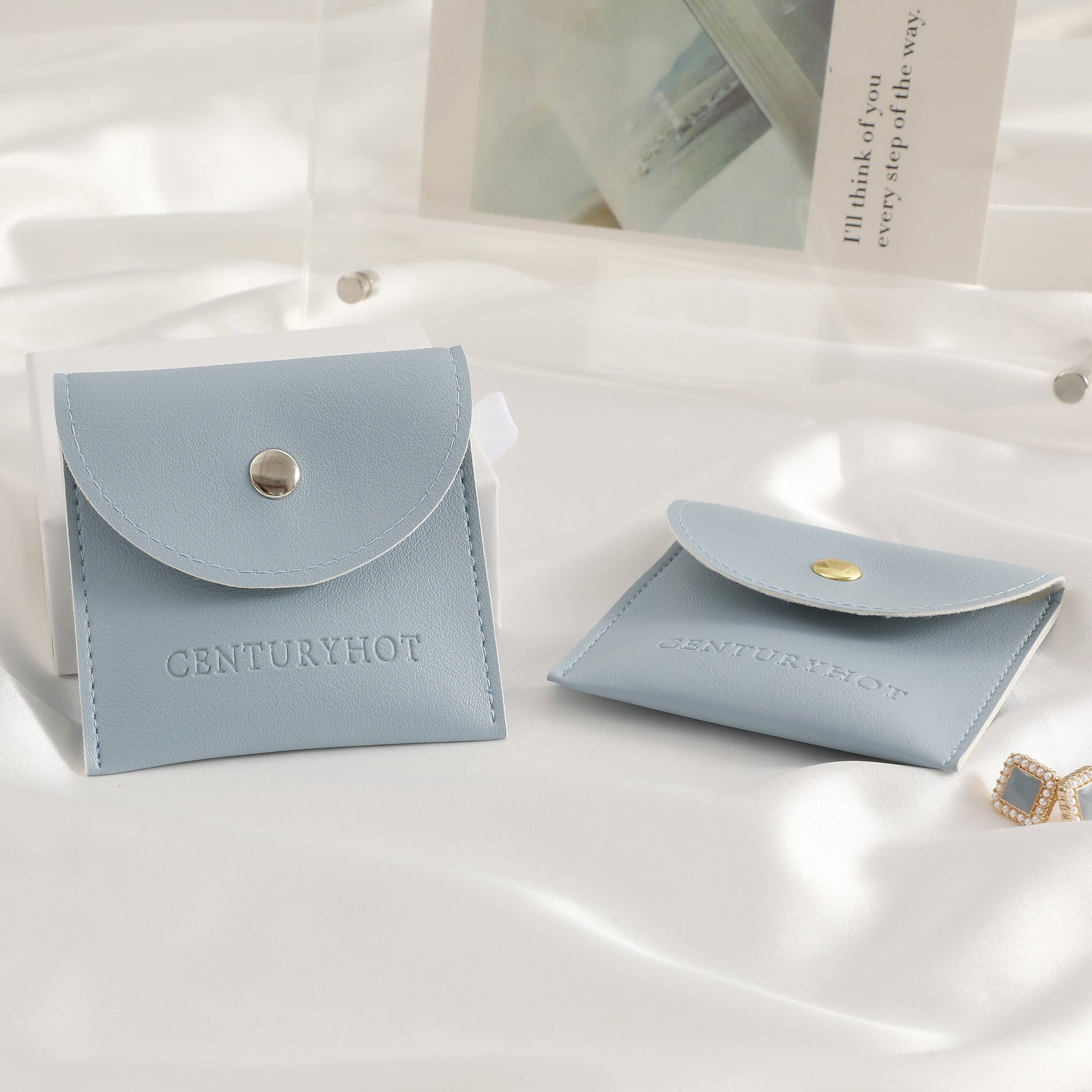 Custom Logo Faux Leather Jewelry Snap Bag (8x8cm)-9