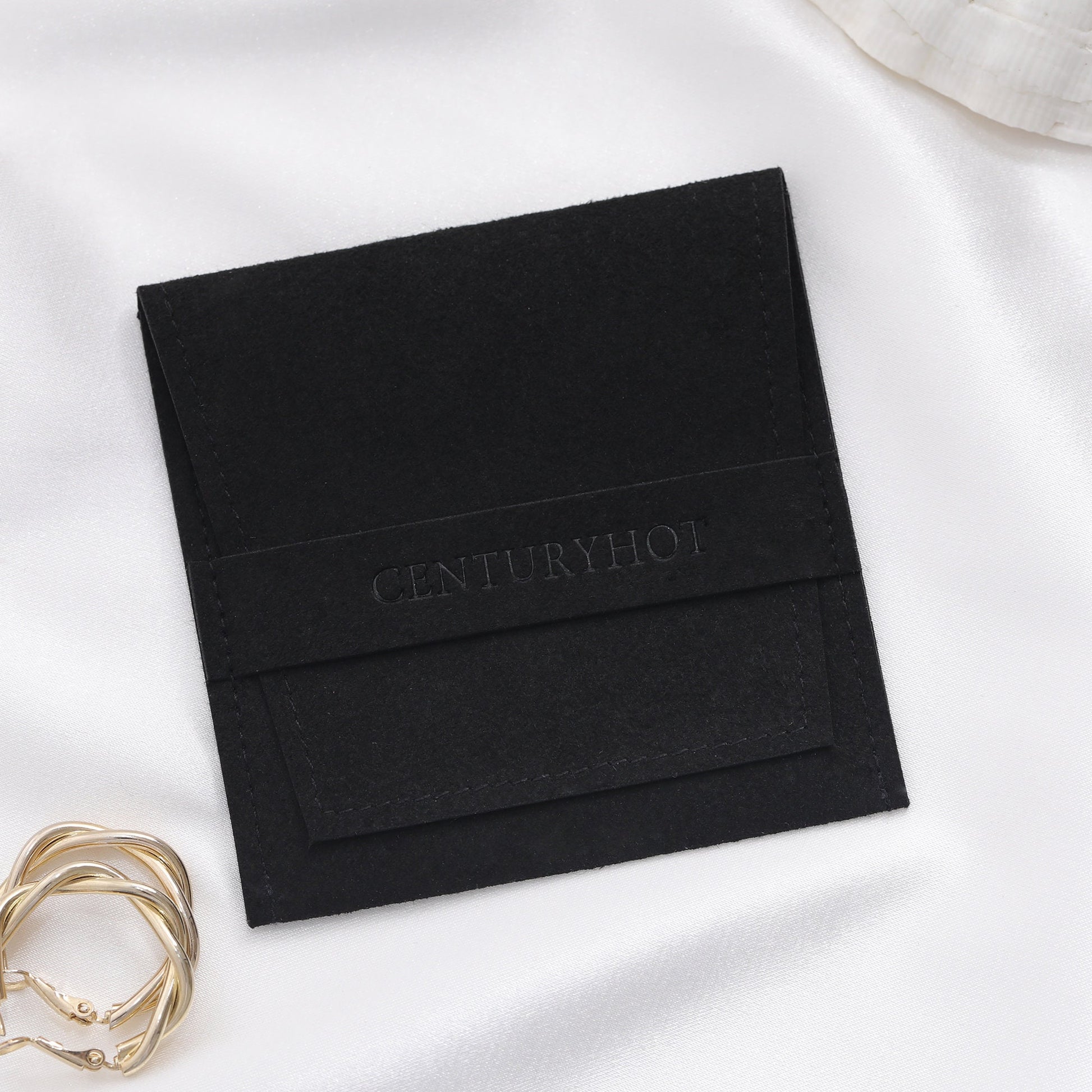 Custom Logo Microfiber Jewelry Bag - Black Fashion Packaging (50pcs)-6