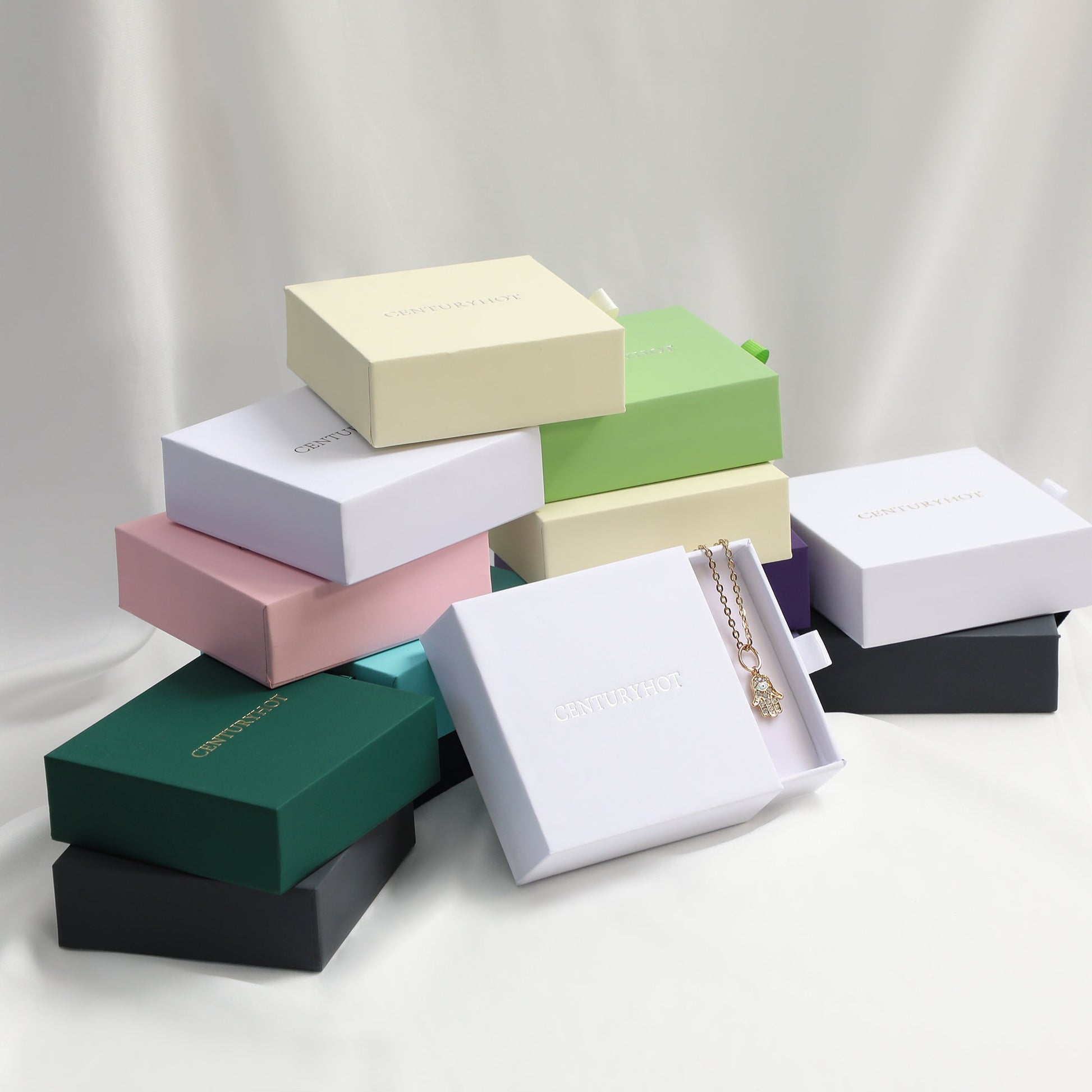 Personalized Jewelry Box: 50 White Paper Drawer Boxes, Custom Logo-10