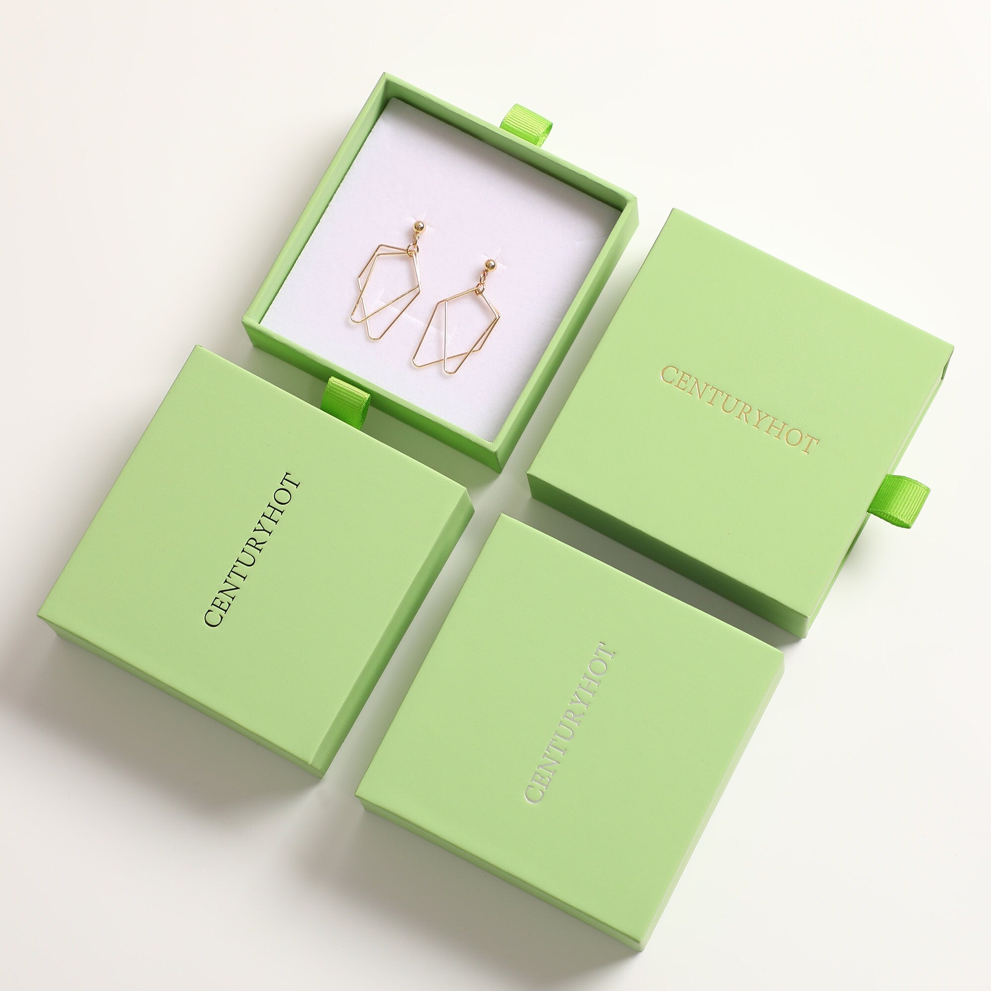 50 Avocado Green Jewelry Box, Custom Logo Sliding Drawer-zoom-3