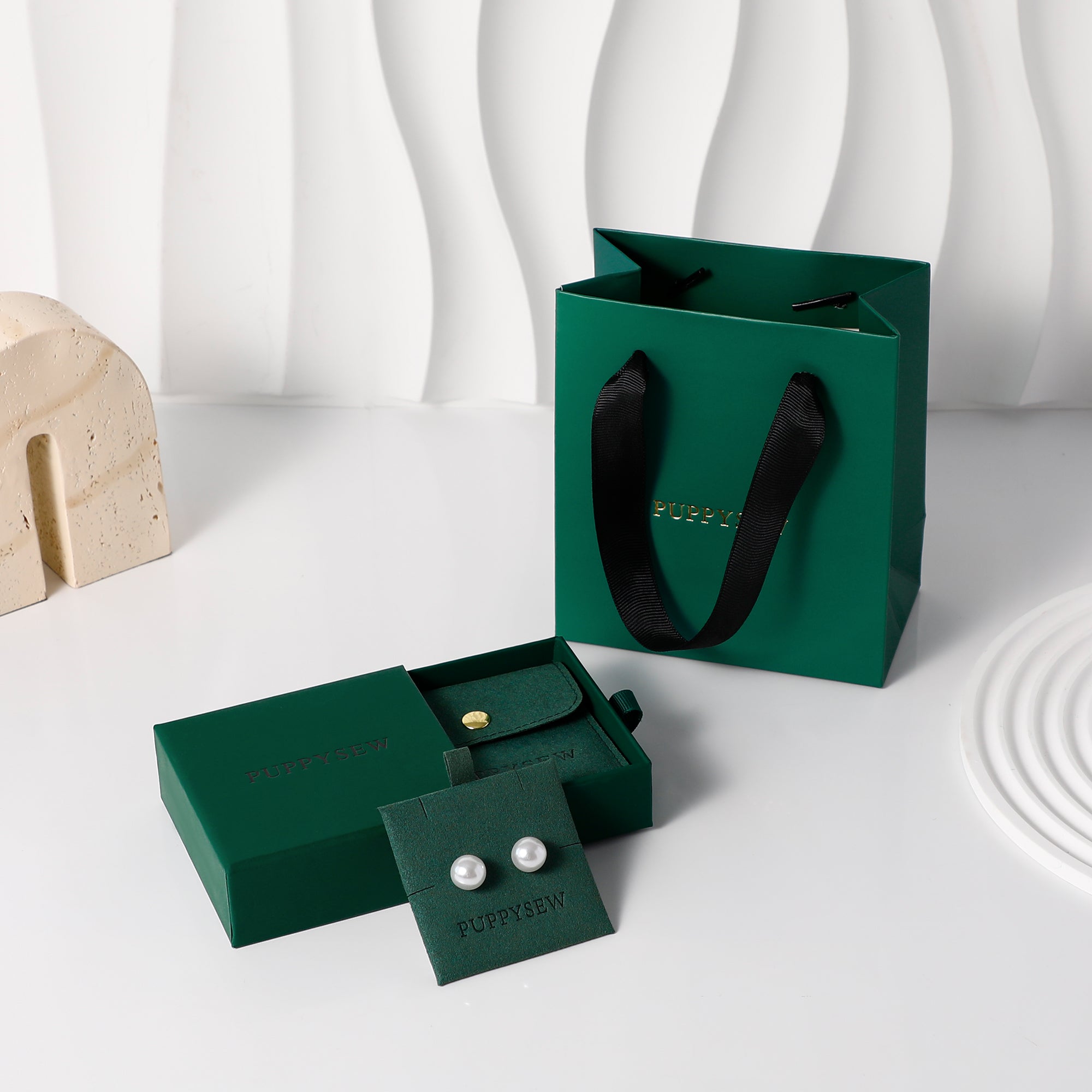 50 dark green custom logo paper shopping bags, customized packaging