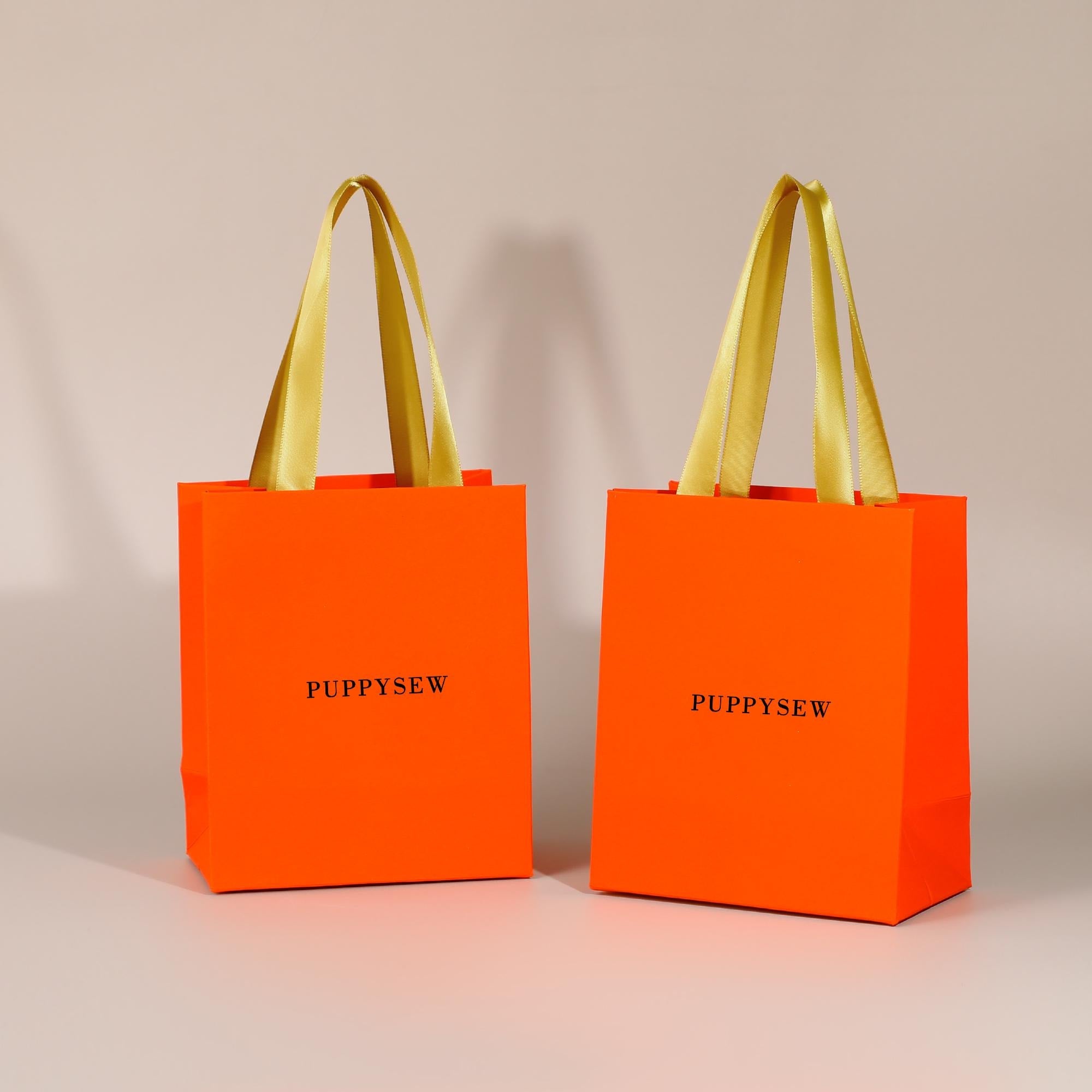 Orange Luxury Paper Gift Bags with Gold Handles | Wedding Favor, Small Business Packaging-zoom-7