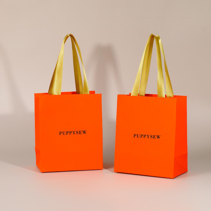 Orange Luxury Paper Gift Bags with Gold Handles | Wedding Favor, Small Business Packaging-zoom-