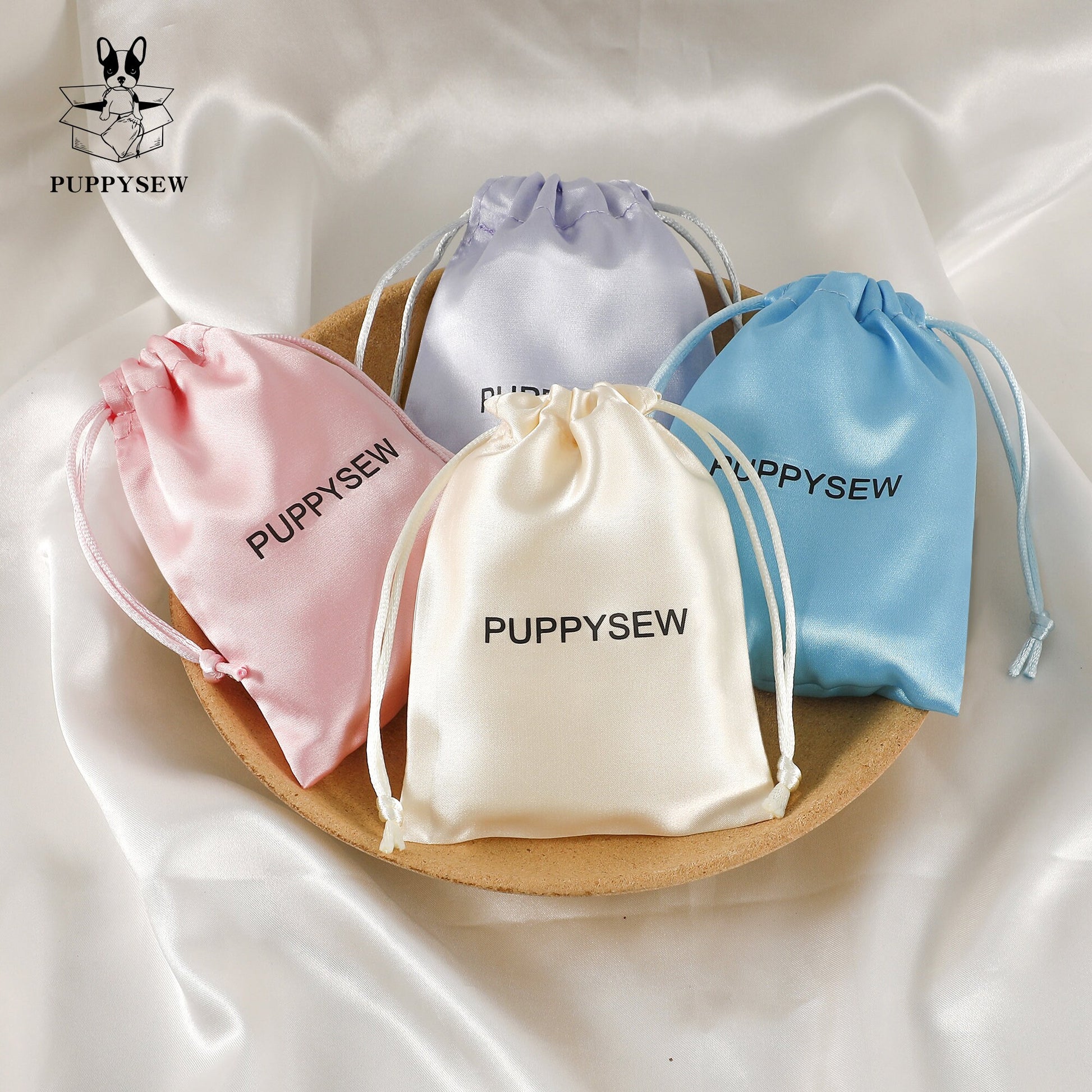 Personalized Satin Drawstring Pouch, Custom Logo Jewelry Packaging-2