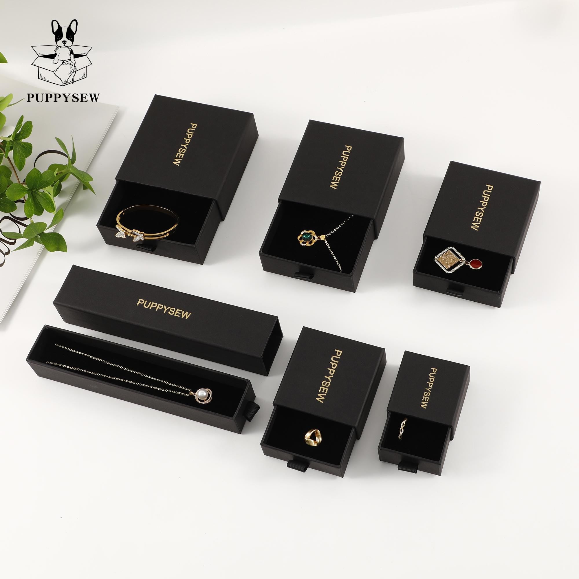 Handmade Kraft Paper Jewelry Box with Customizable Logo-zoom-5