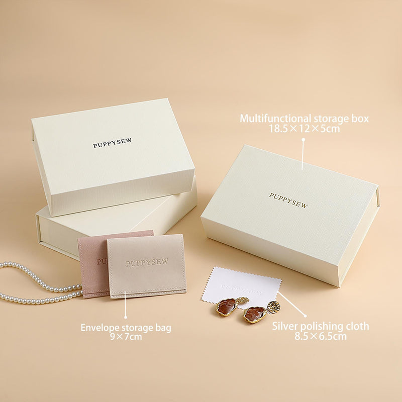 Custom Logo Jewelry Box – Personalized Card Slots, Pouch & Cloth-zoom-