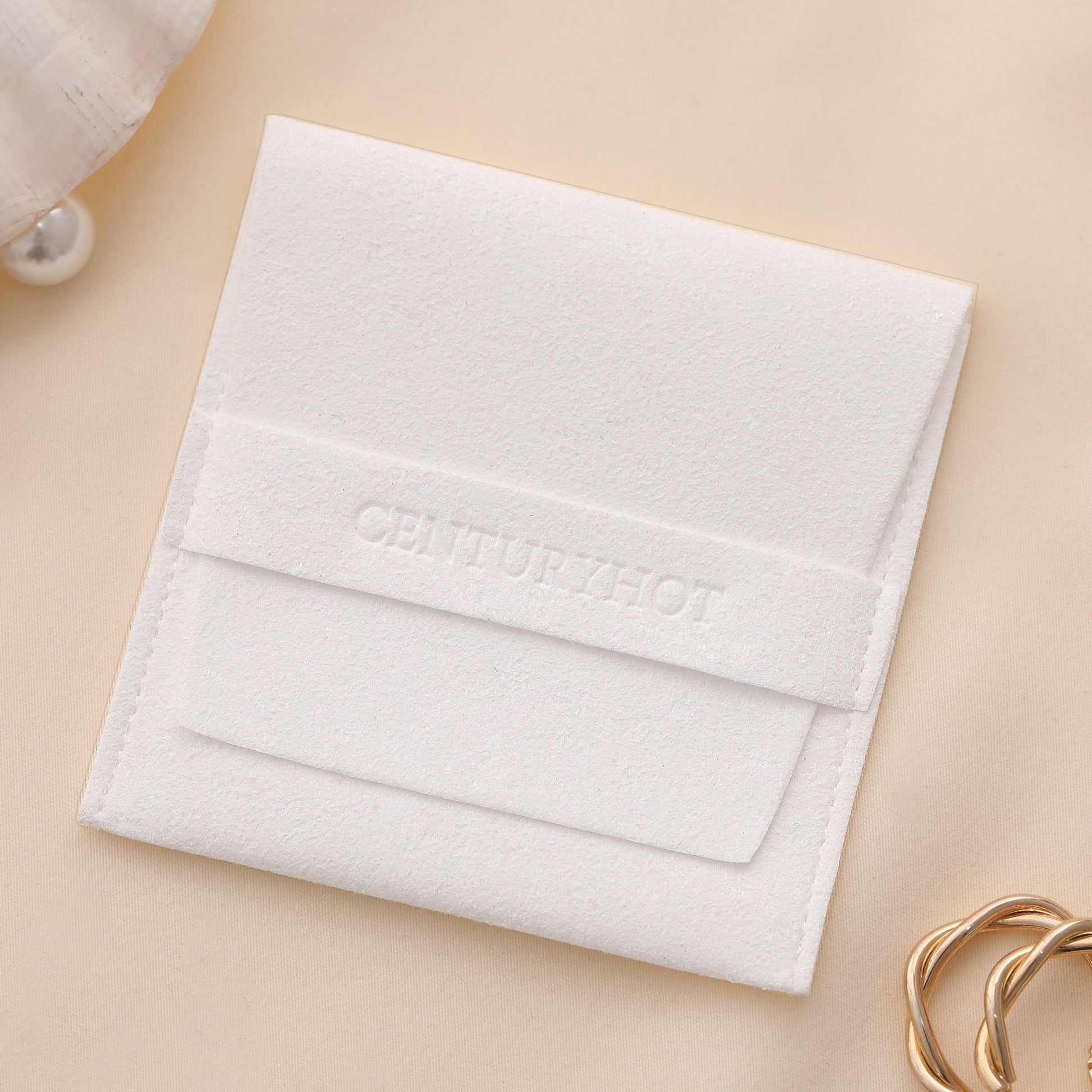 Personalized Microfiber Jewelry Bags, Embossed Logo (50 pcs)-4