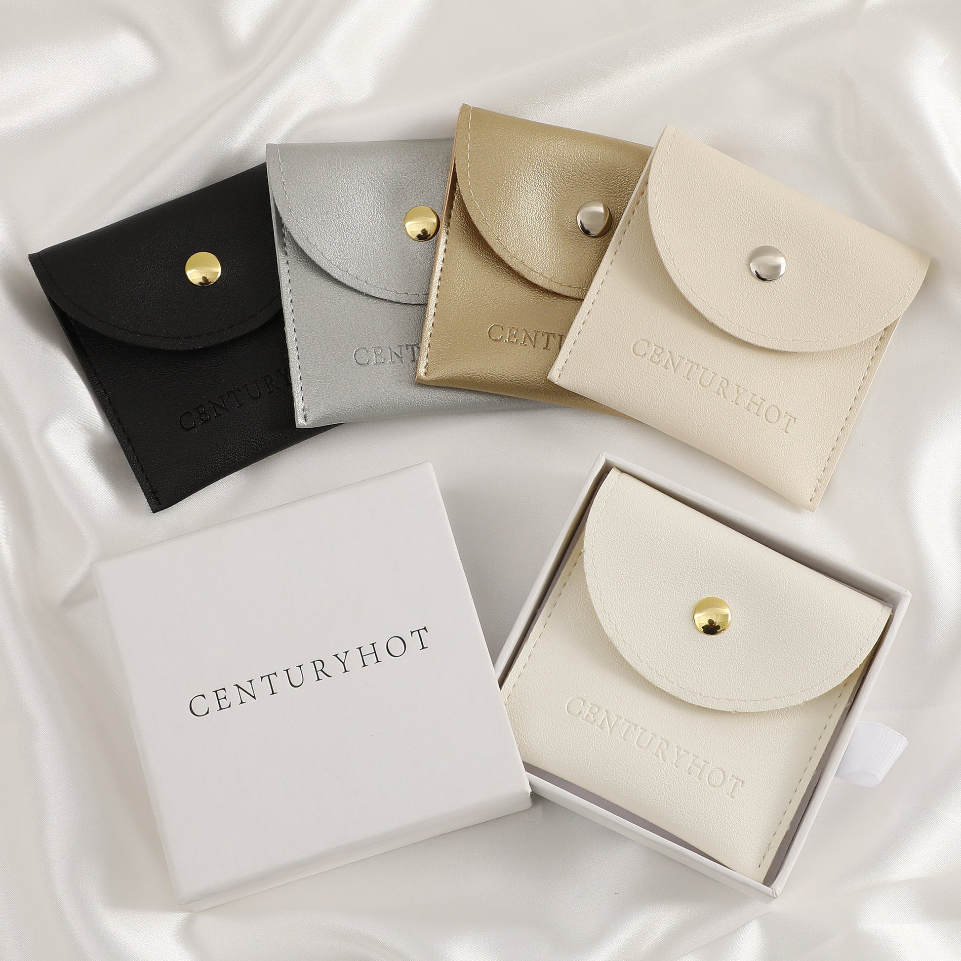 Custom Logo Faux Leather Pouch, Personalized Jewelry Ring Pouch-1