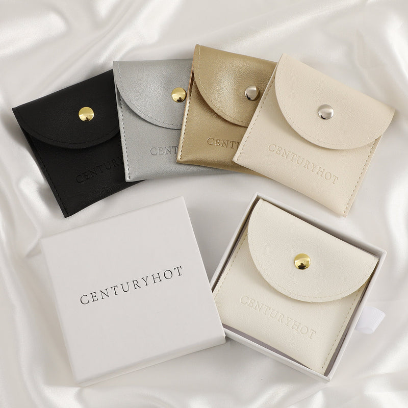 Custom Logo Faux Leather Pouch, Personalized Jewelry Ring Pouch-zoom-