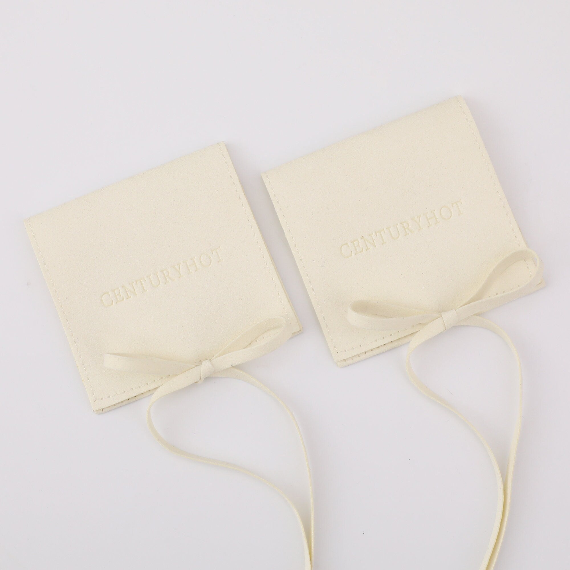 50 Beige Microfiber Jewelry Bag, Personalized Logo Envelope Pouch-zoom-5