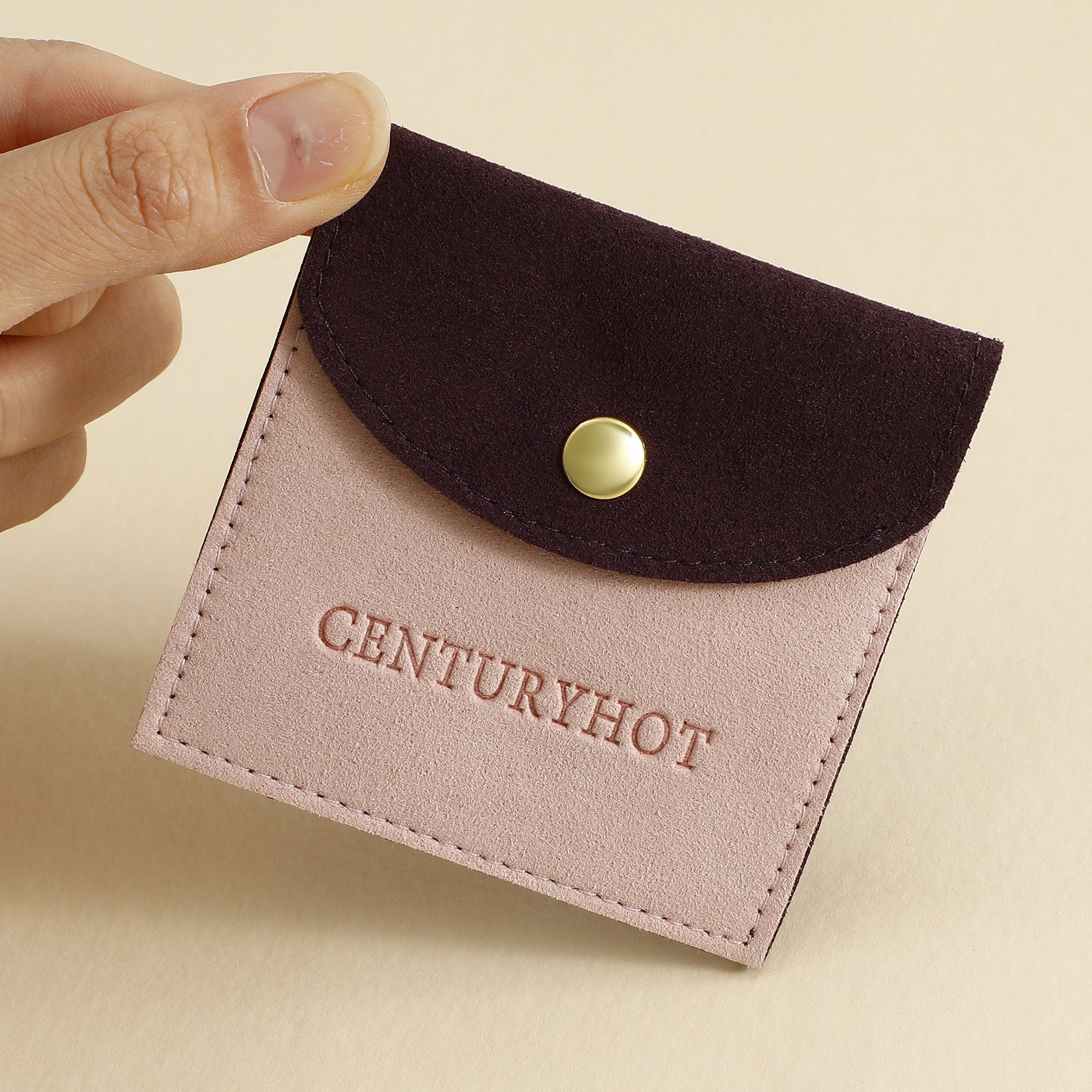 Custom Logo Microfiber Jewelry Pouch with Button, 8x8cm (50pcs)-zoom-9
