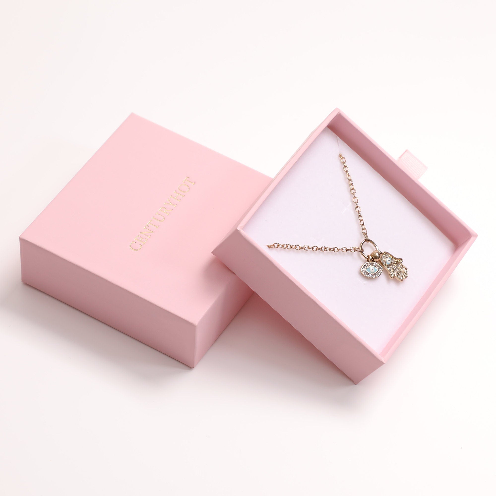 50 Pink Jewelry Box Sets (9x9x3cm) Custom Logo, Cardboard Drawer Packaging-zoom-8