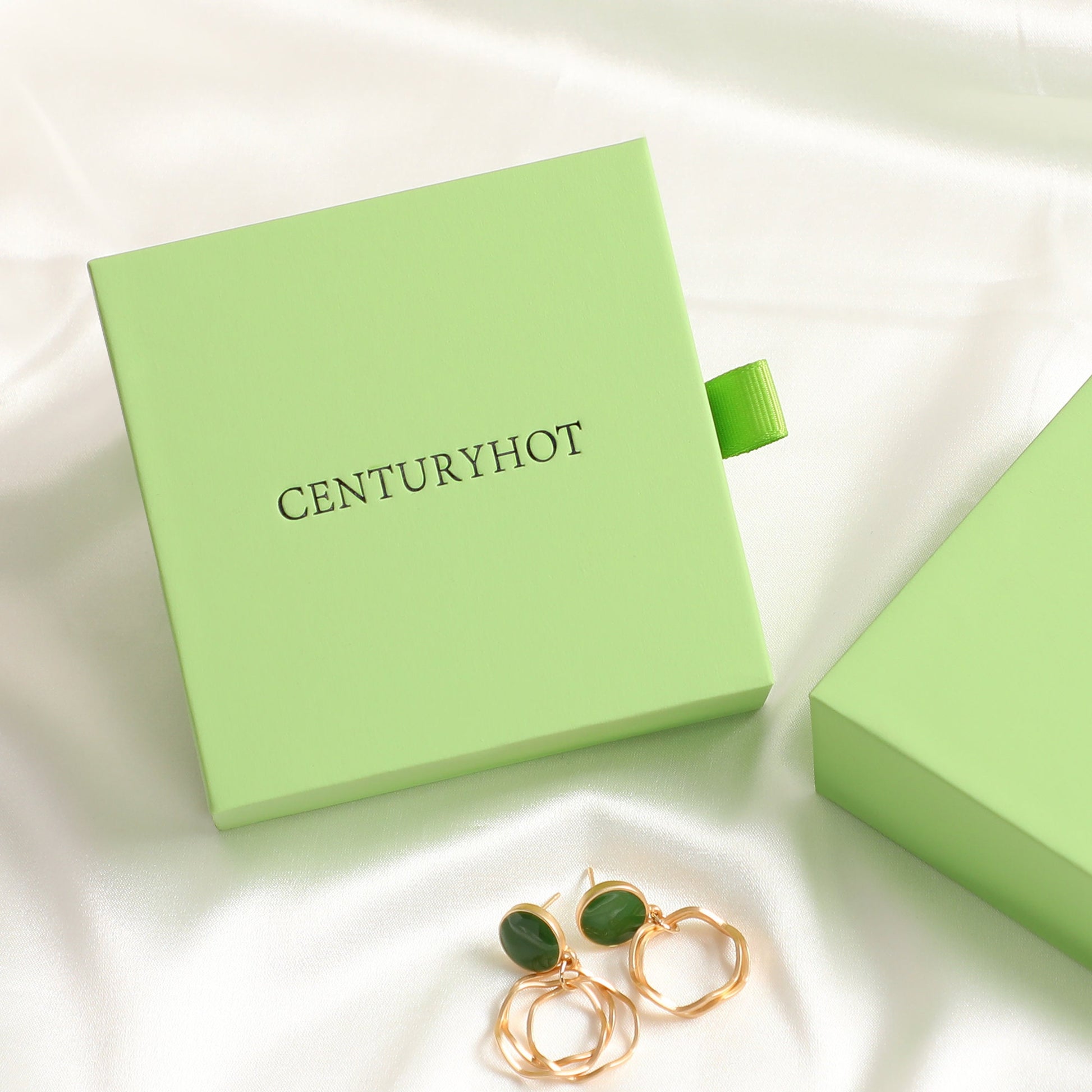 50 Avocado Green Jewelry Box, Custom Logo Sliding Drawer-10
