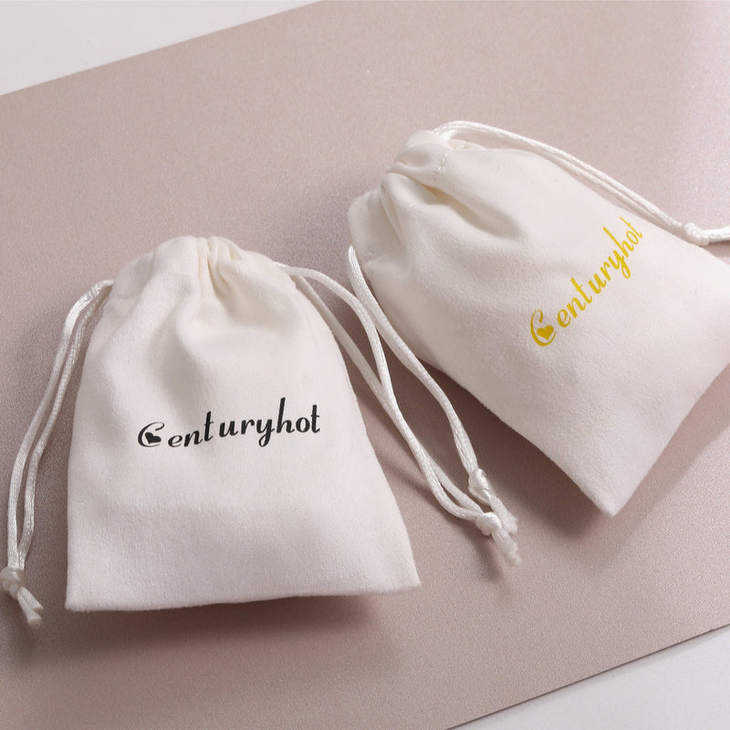 50 Custom Logo Flannel Drawstring Bags, Jewelry Packaging-zoom-