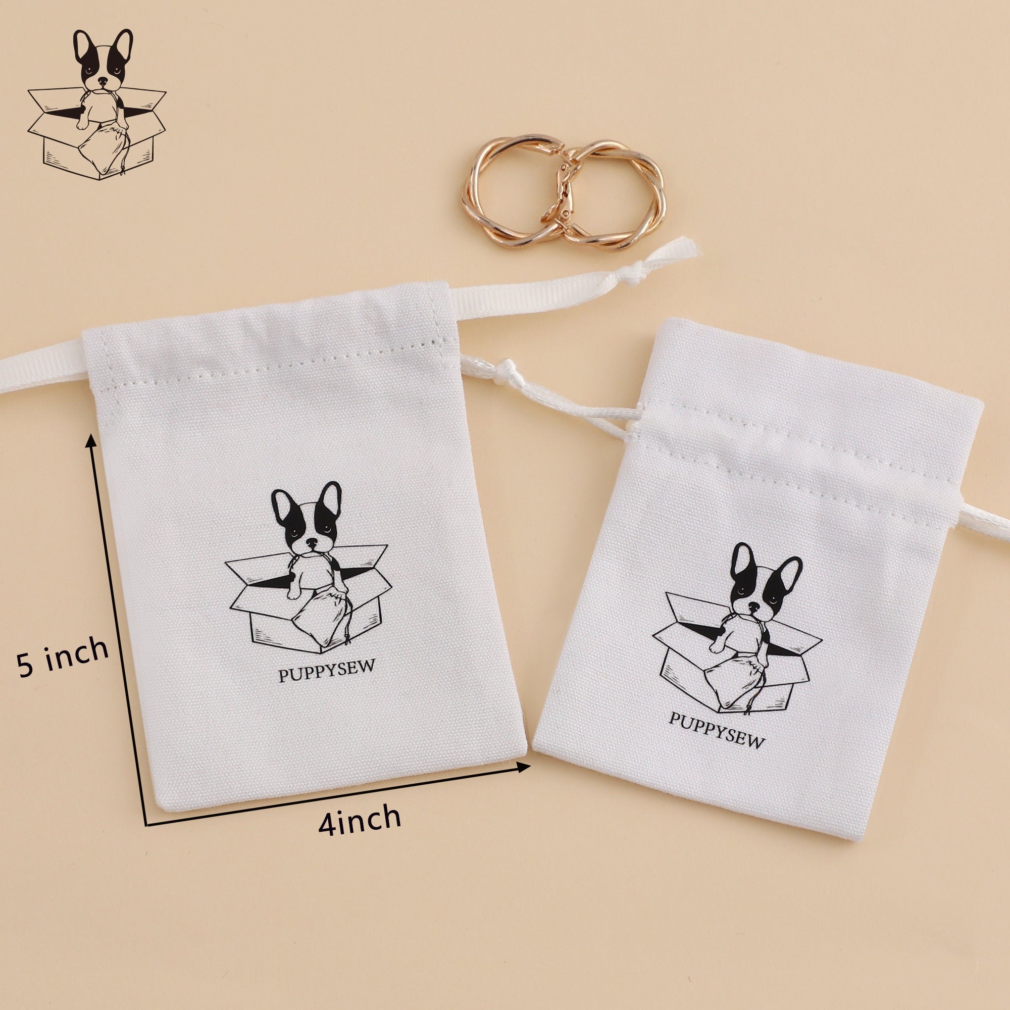 Custom Printed Canvas Drawstring Bag, Jewelry Packaging (50 pcs)-zoom-8