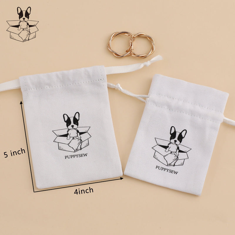Custom Printed Canvas Drawstring Bag, Jewelry Packaging (50 pcs)-zoom-