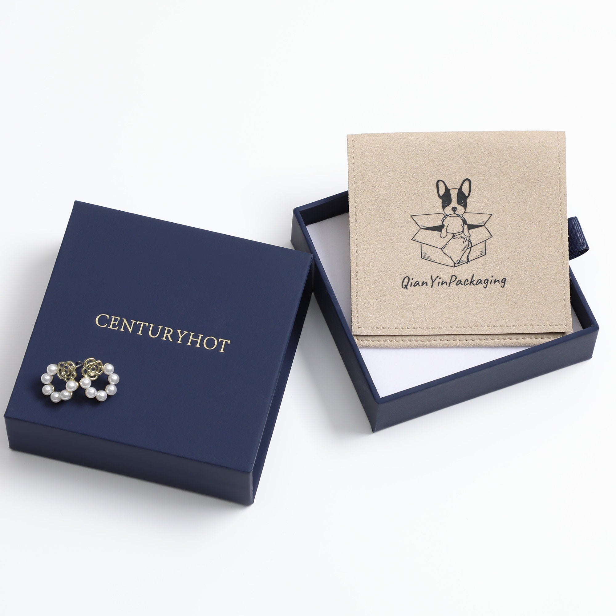 50 Blue Cardboard Jewelry Boxes (9x9x3.2cm), Personalized Logo-zoom-8