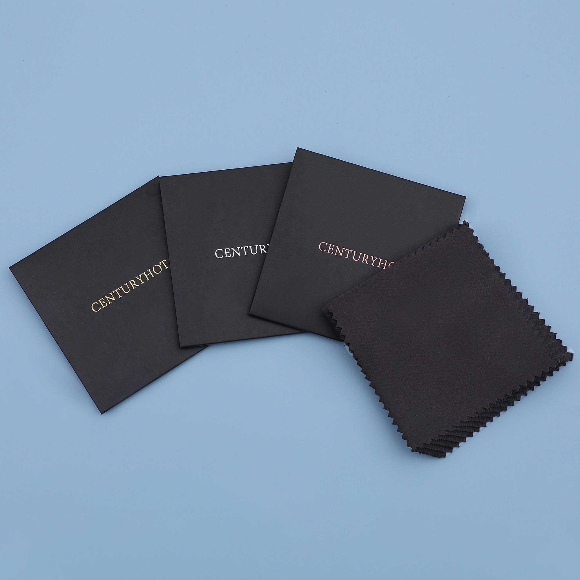 100 Black Jewelry Cleaning Cloths 8x8cm, Silver Polishing Cloth, Custom Logo Available