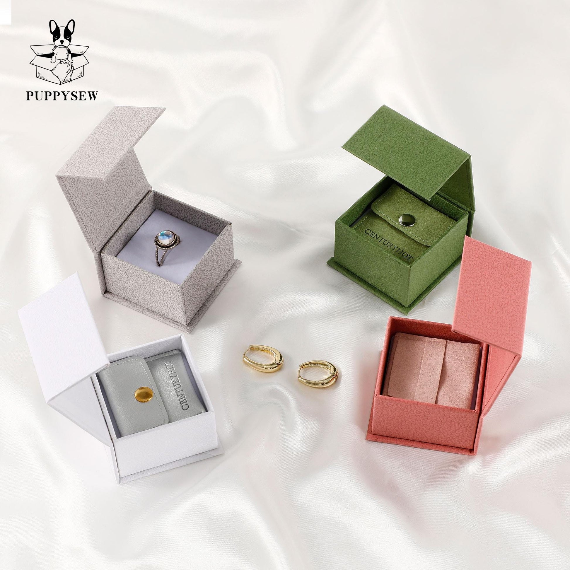 Luxury Magnetic Jewelry Gift Box, Cardboard Ring/Necklace Display (6x6x4cm)-5