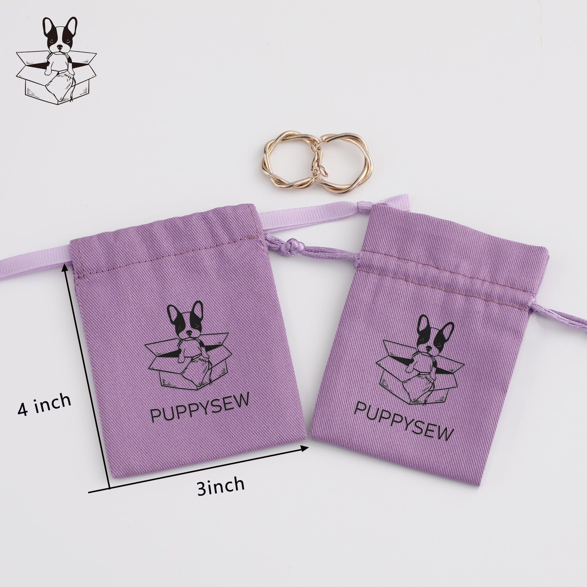 Purple Cotton Drawstring Pouch, Personalized Logo, Jewelry Packaging-zoom-9