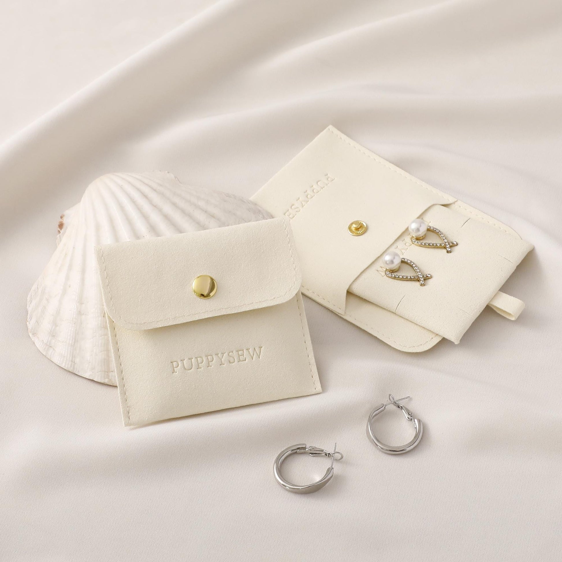 Custom Logo Microfiber Jewelry Pouch, Necklace Packaging Bag (8x8cm)-6