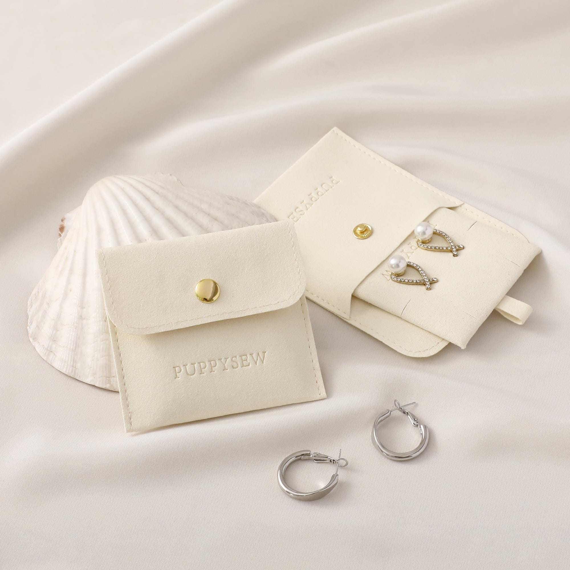 Custom Logo Microfiber Jewelry Pouch, Necklace Packaging Bag (8x8cm)-zoom-6