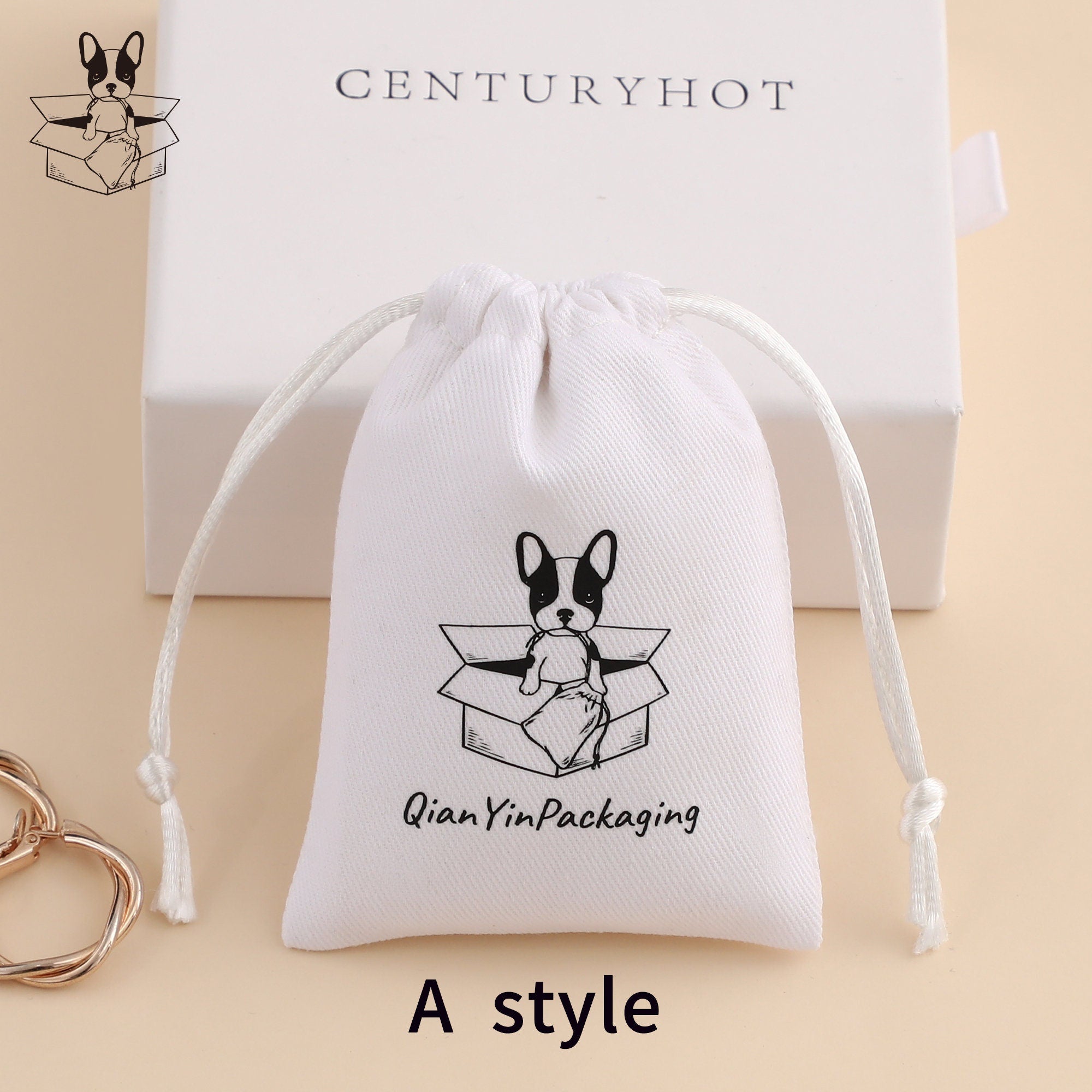 Custom Logo Twill Cotton Drawstring Bag: Jewelry Packaging Pouch-zoom-6