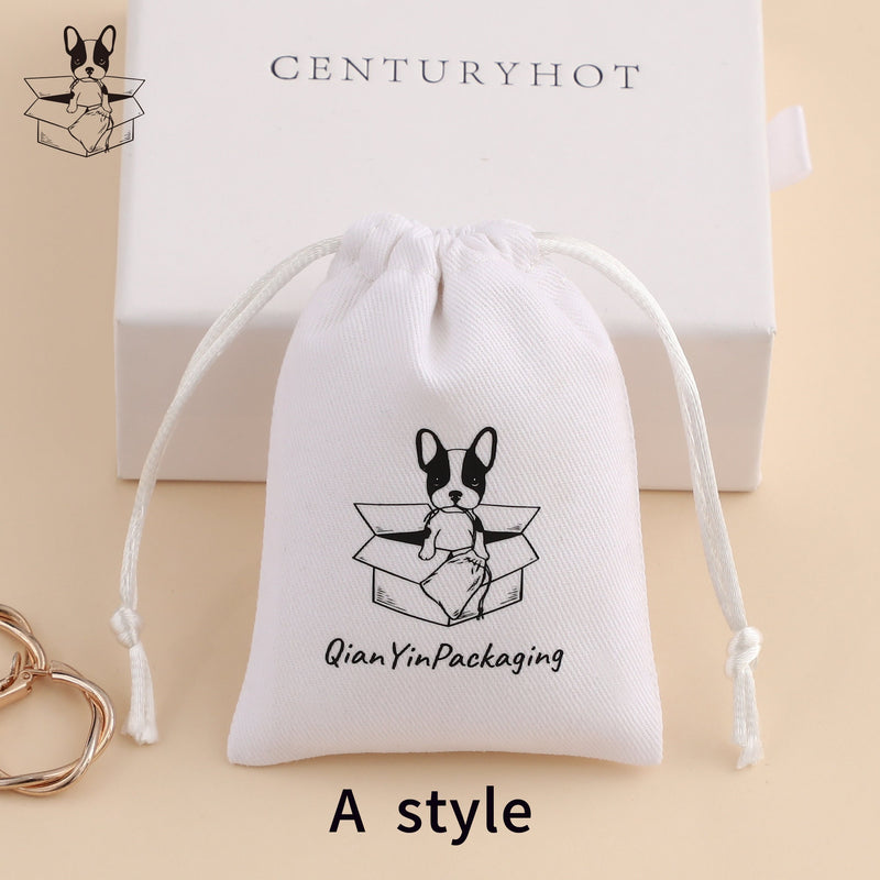 Custom Logo Twill Cotton Drawstring Bag: Jewelry Packaging Pouch-zoom-